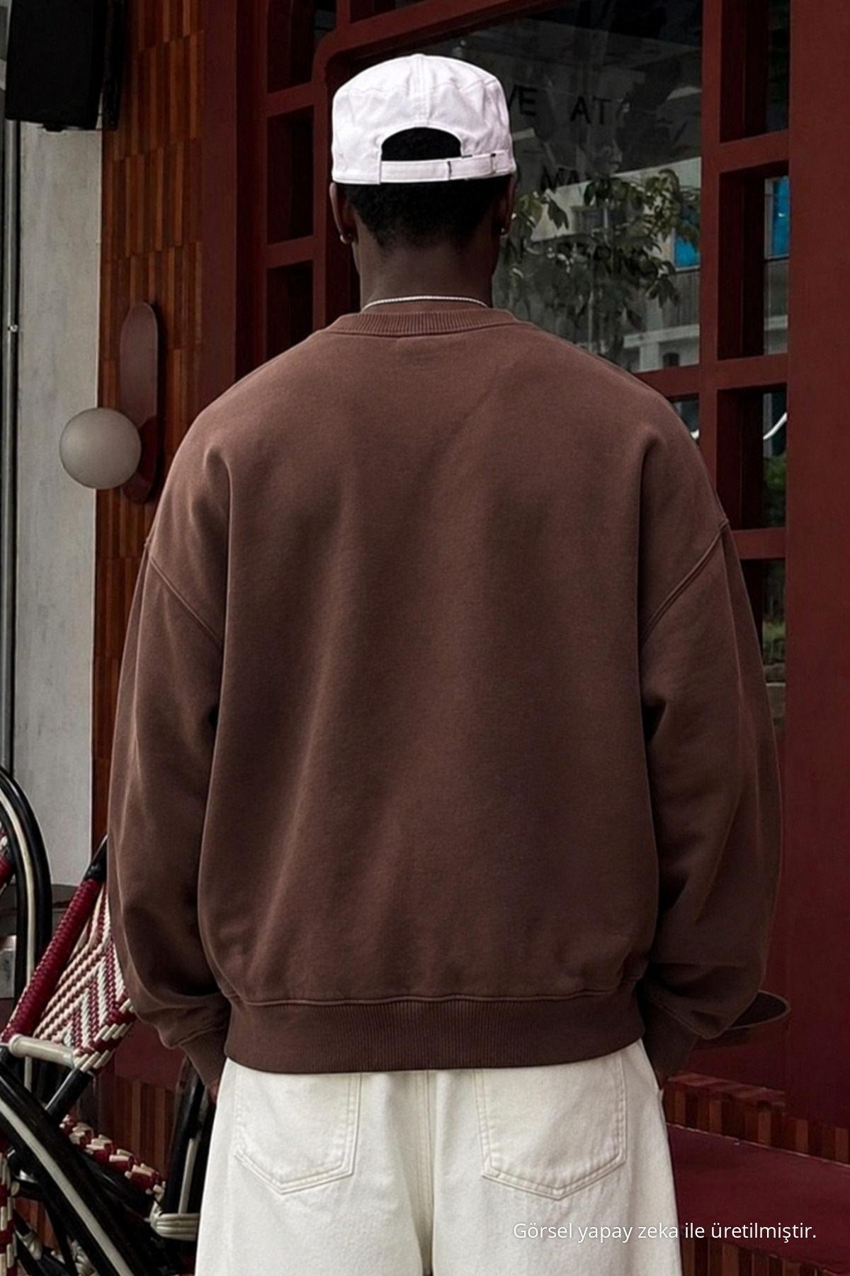 Erkek Pamuklu Salaş Kahve Kışlık Sweatshirt 6