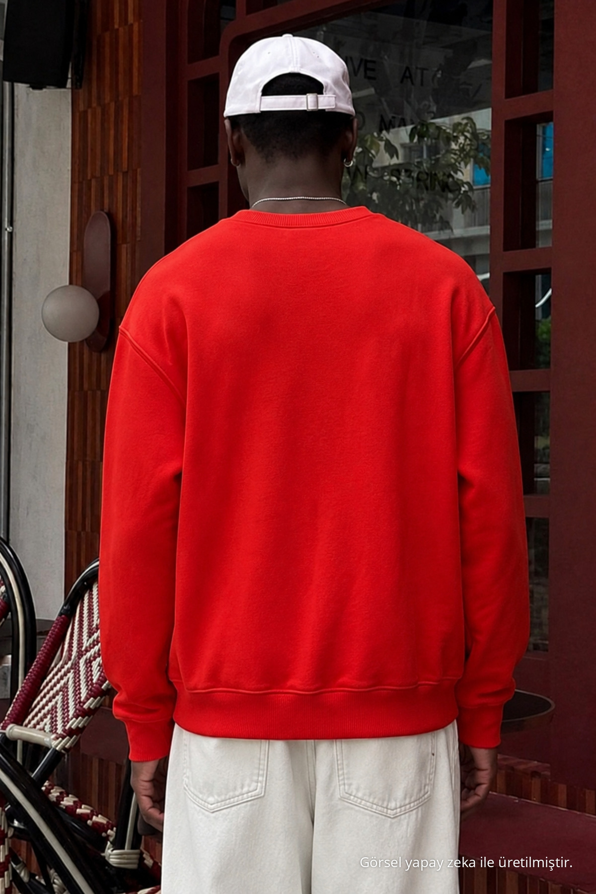Erkek Pamuklu Salaş Kırmızı Kışlık Sweatshirt 5