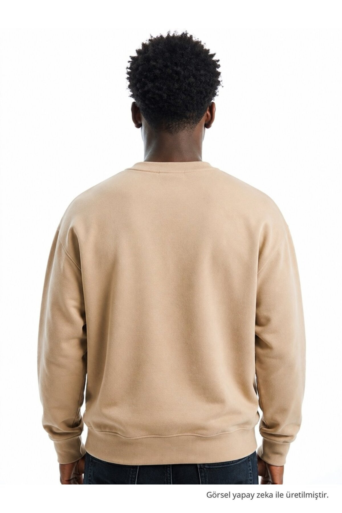 Erkek Regular Uzun Kollu Açık Bej Basic Sweatshirt 5