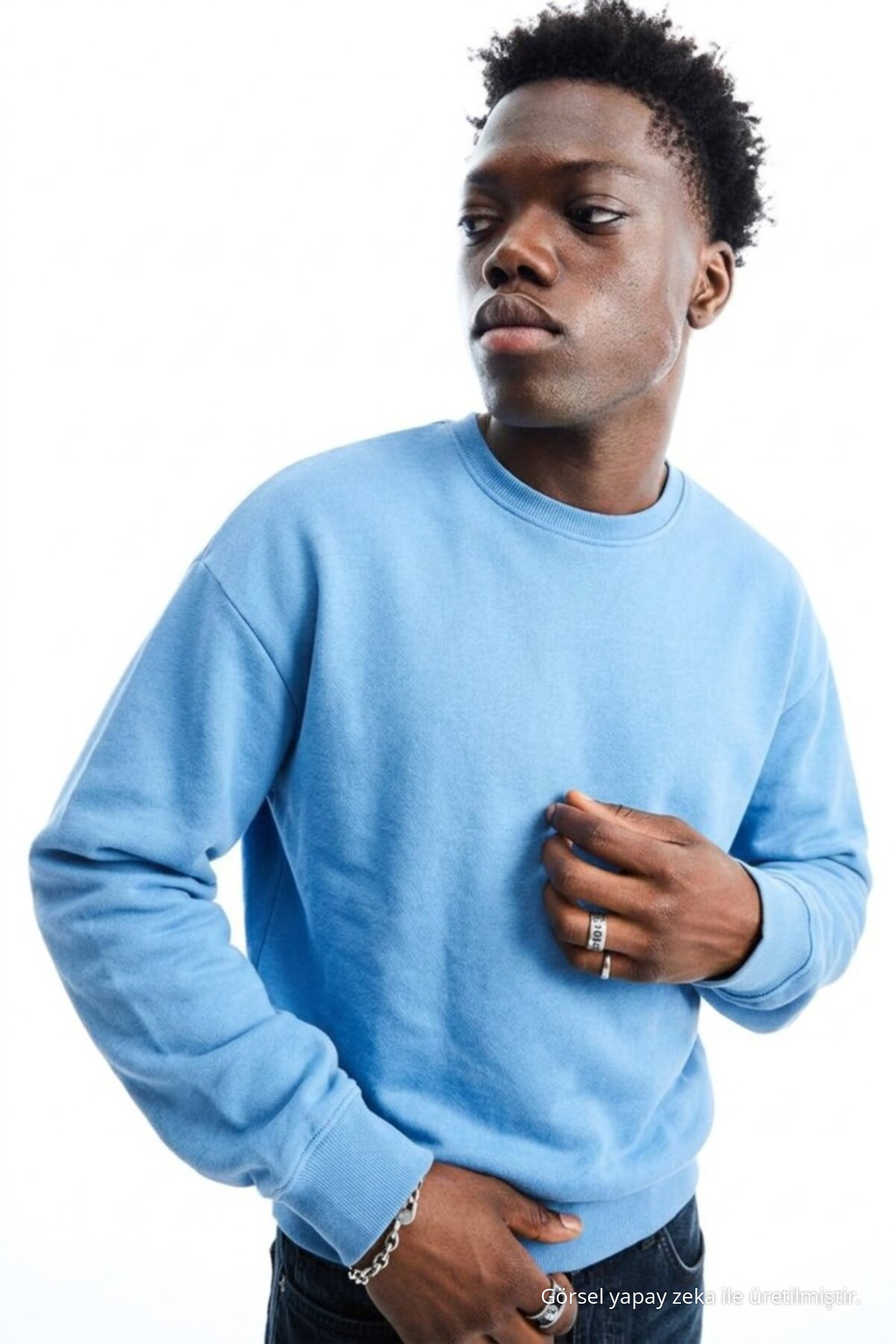Erkek Regular Uzun Kollu B.Mavi Basic Sweatshirt Bebe Mavi 6