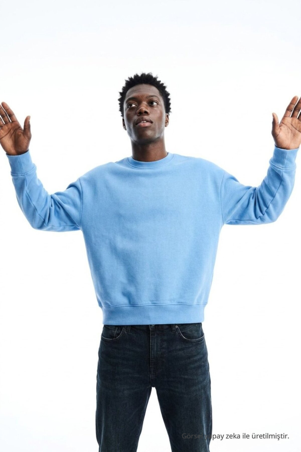 Erkek Regular Uzun Kollu B.Mavi Basic Sweatshirt Bebe Mavi 4