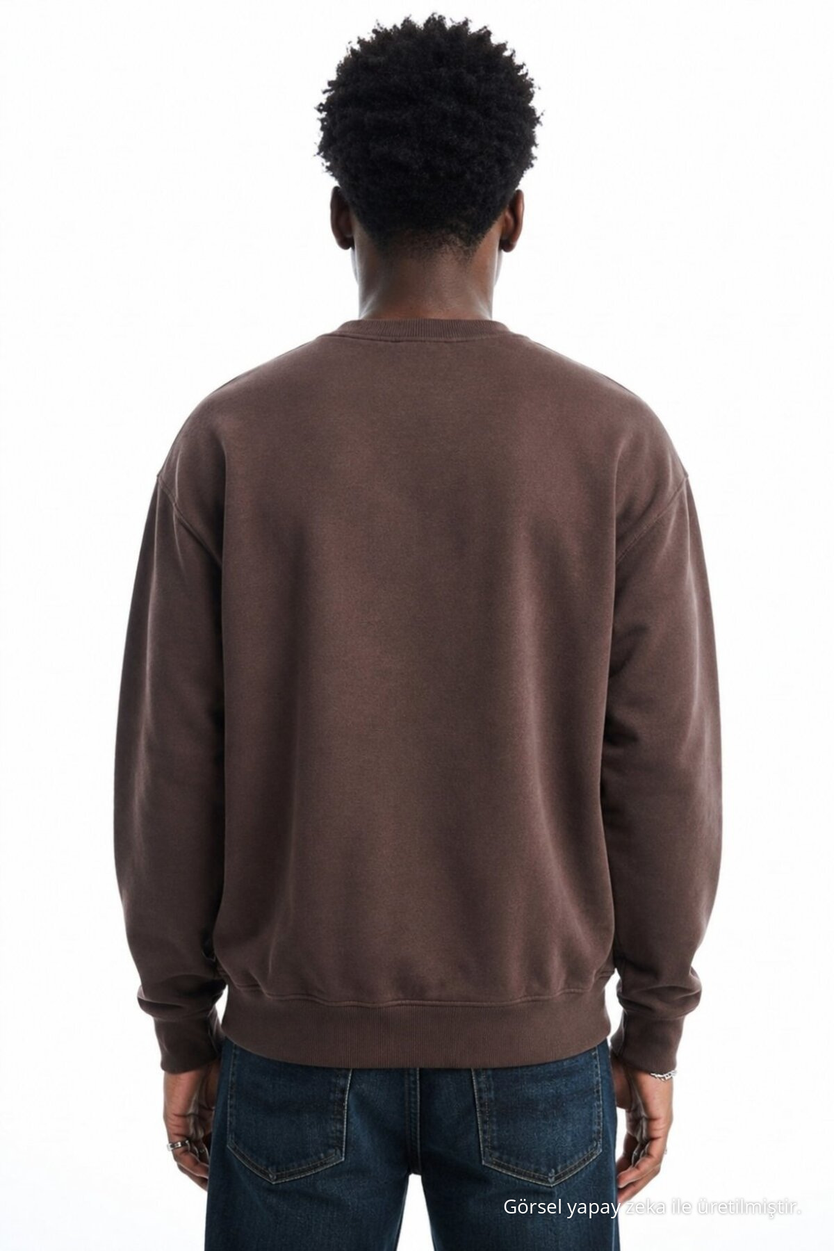 Erkek Regular Uzun Kollu Kahve Basic Sweatshirt 5