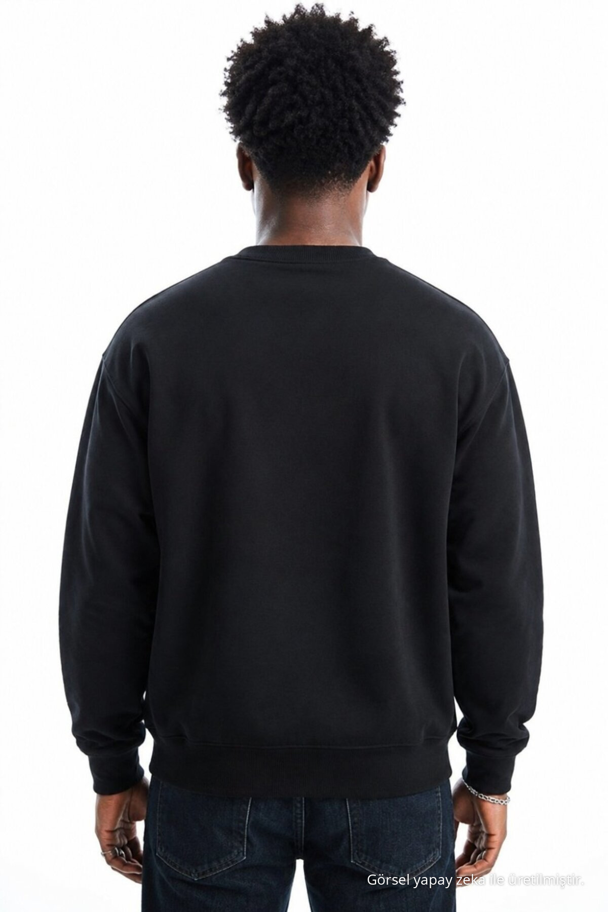 Erkek Regular Uzun Kollu Siyah Basic Sweatshirt 5