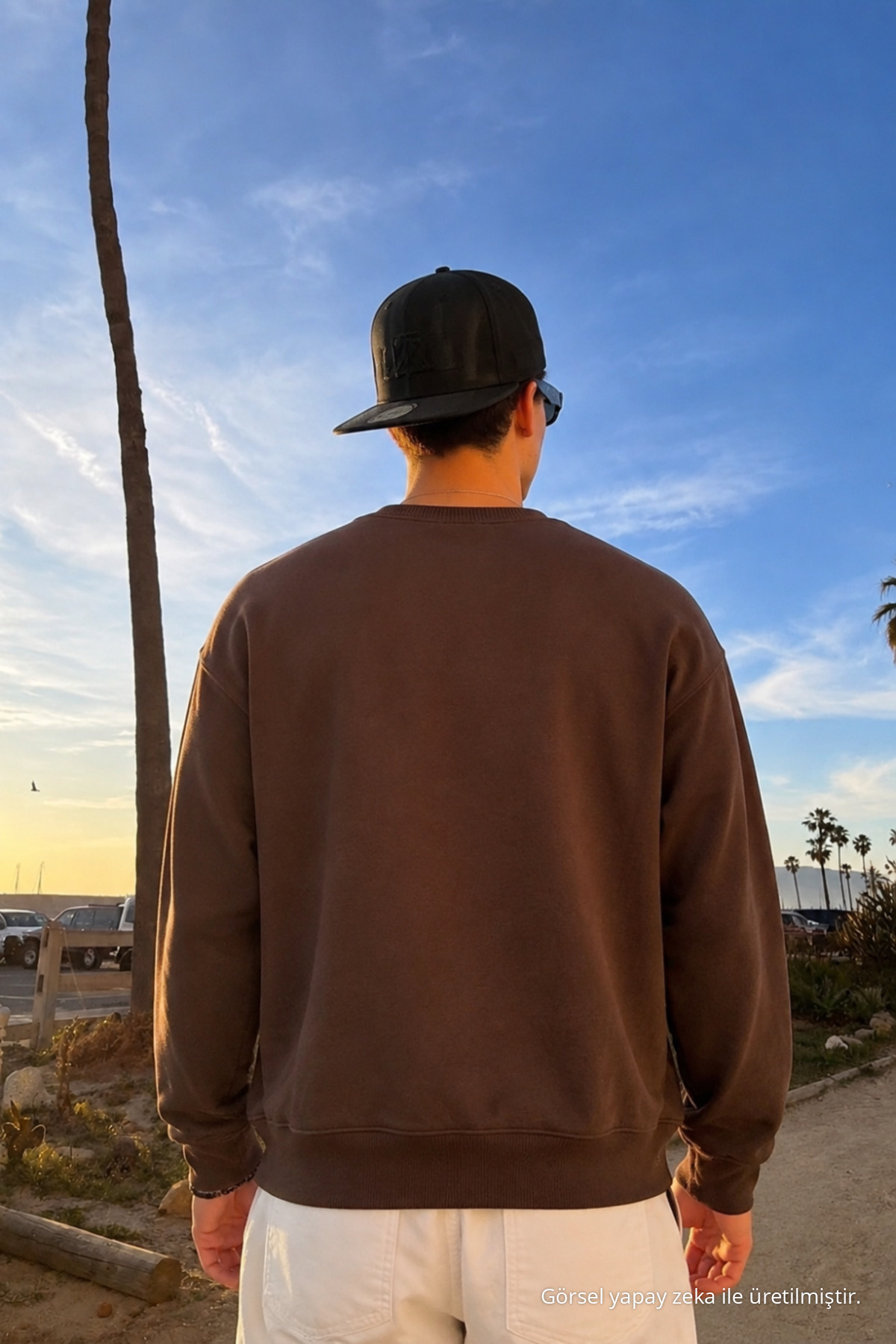 Erkek Günlük Rahat Kalıp Basic Kahve Sweatshirt 5