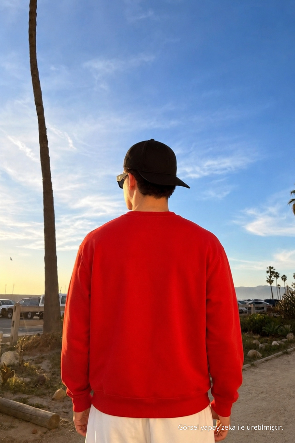 Erkek Günlük Rahat Kalıp Basic Kırmızı Sweatshirt 5