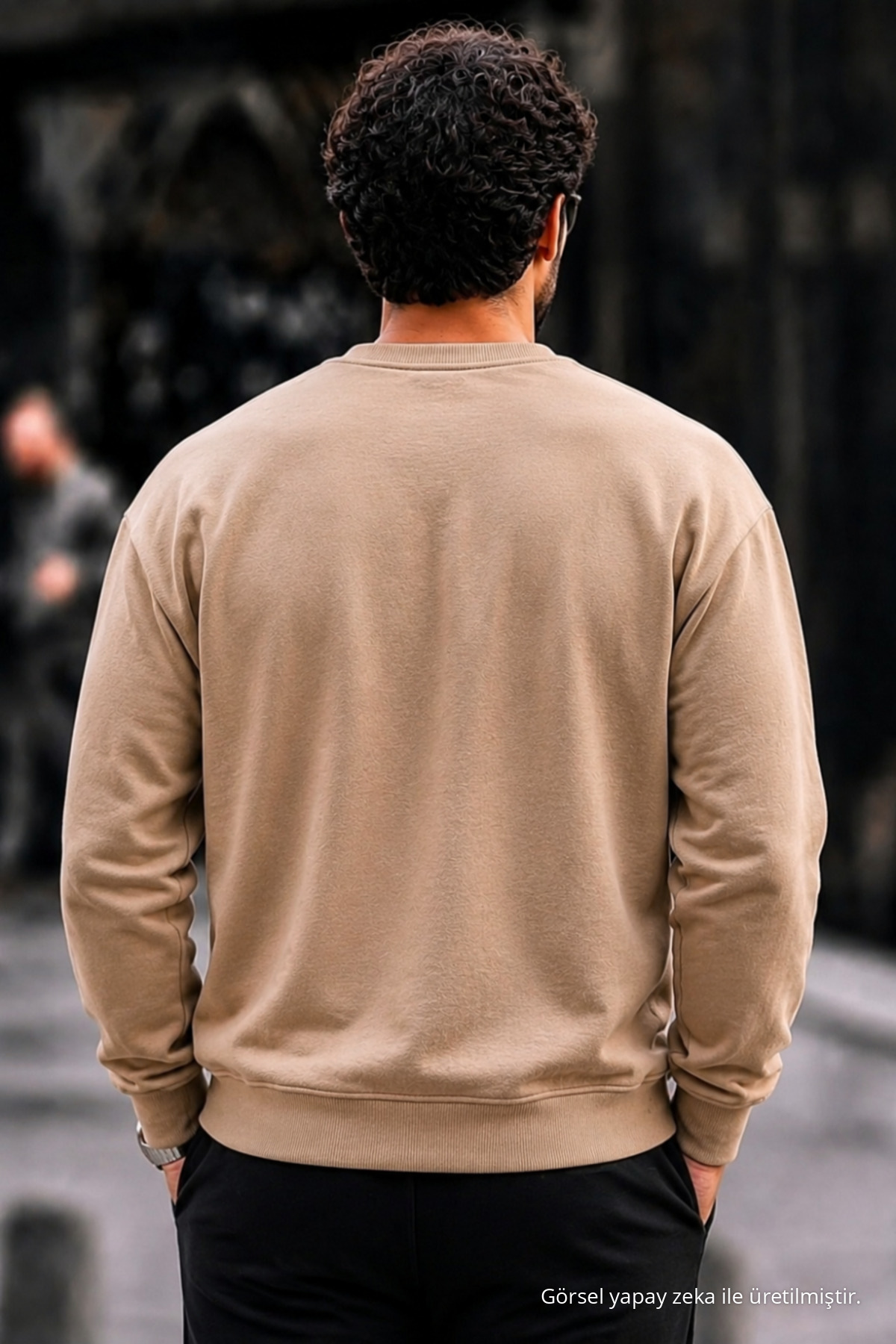 Erkek Kalın Dokuma Açık Bej A.Bej Sweatshirt 5