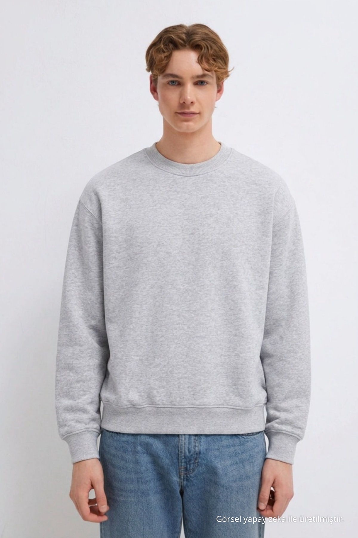 Erkek 3 İplik Organik Trend Açıkgri Sweatshirt Açık Gri 6