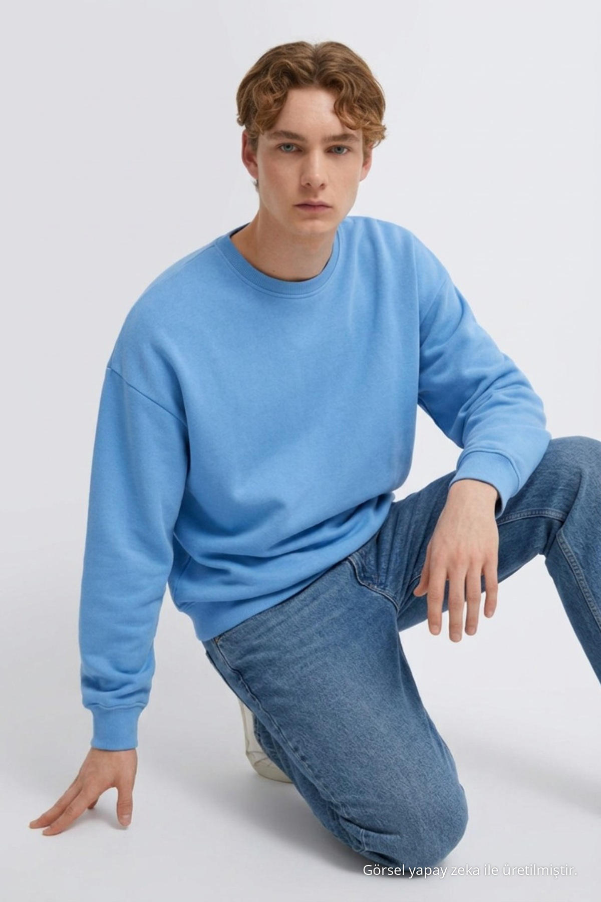 Erkek 3 İplik Organik Trend Bebemavi Sweatshirt Bebe Mavi 4