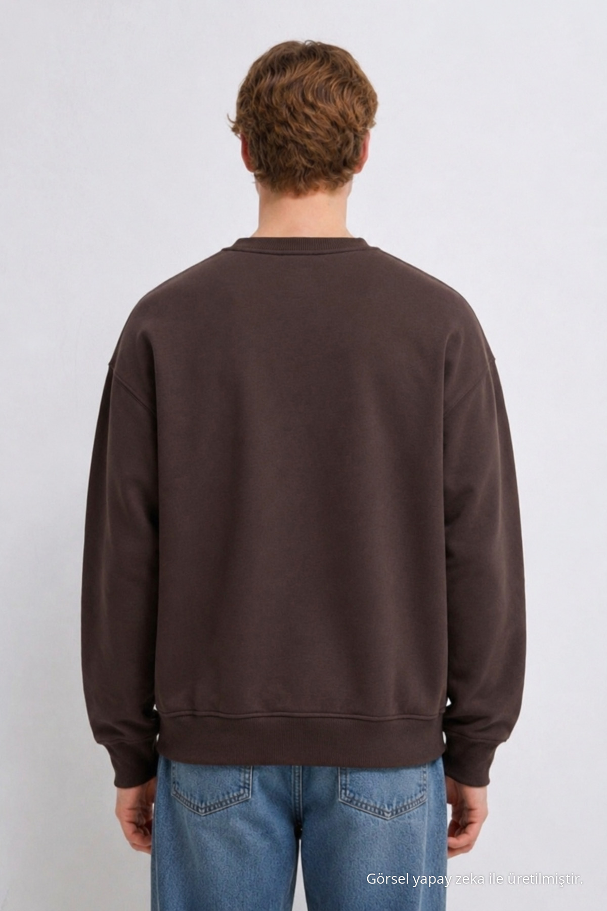 Erkek 3 İplik Organik Trend Kahve Sweatshirt 5
