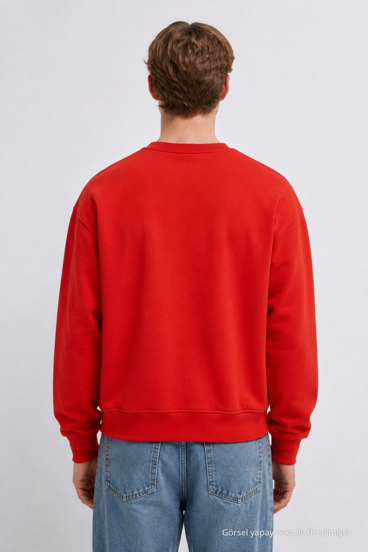 Erkek 3 İplik Organik Trend Kırmızı Sweatshirt 5