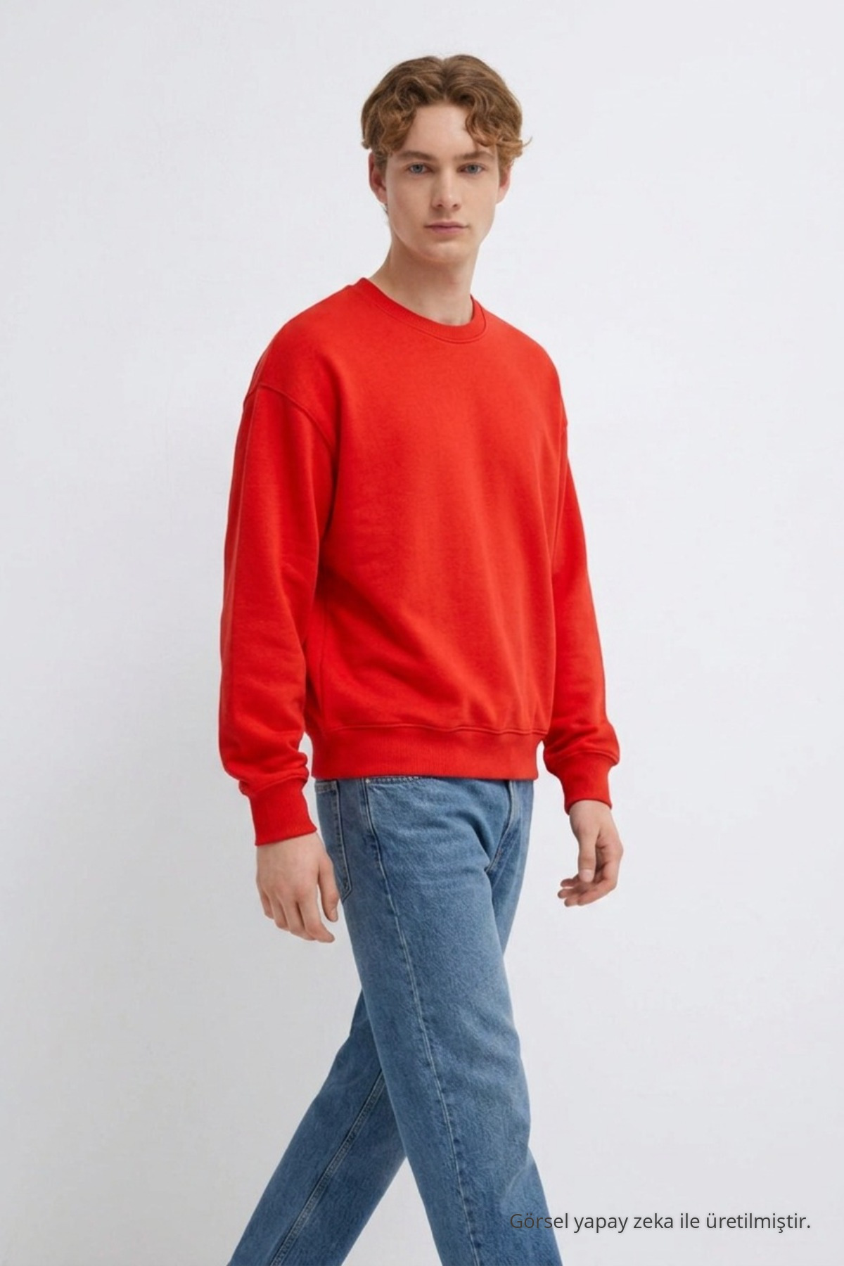 Erkek 3 İplik Organik Trend Kırmızı Sweatshirt 3