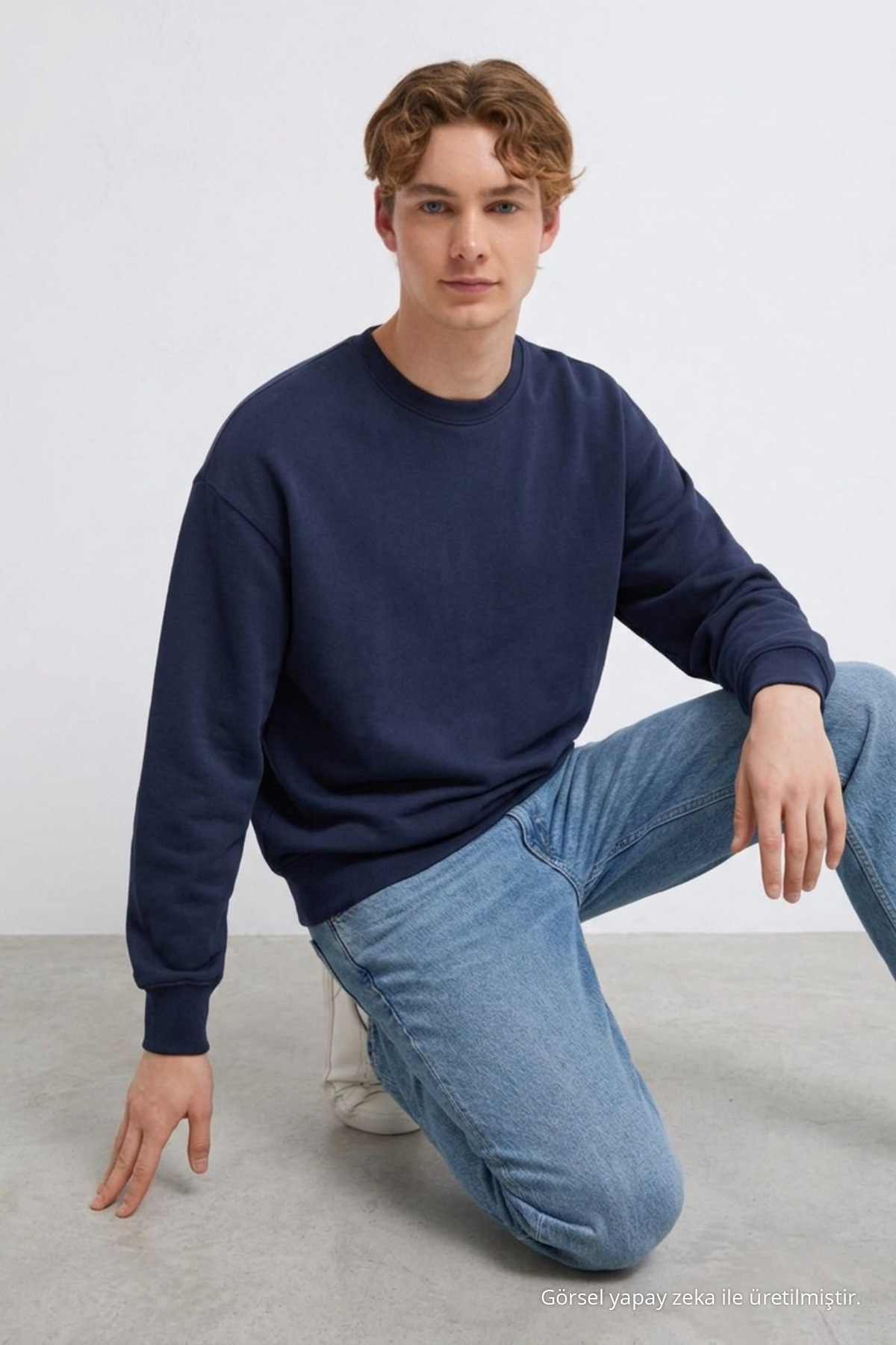 Erkek 3 İplik Organik Trend Lacivert Sweatshirt 4