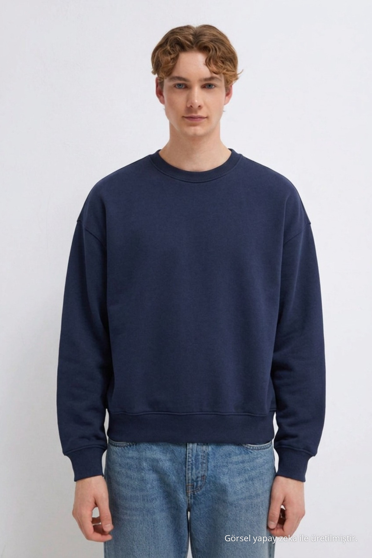 Erkek 3 İplik Organik Trend Lacivert Sweatshirt 6