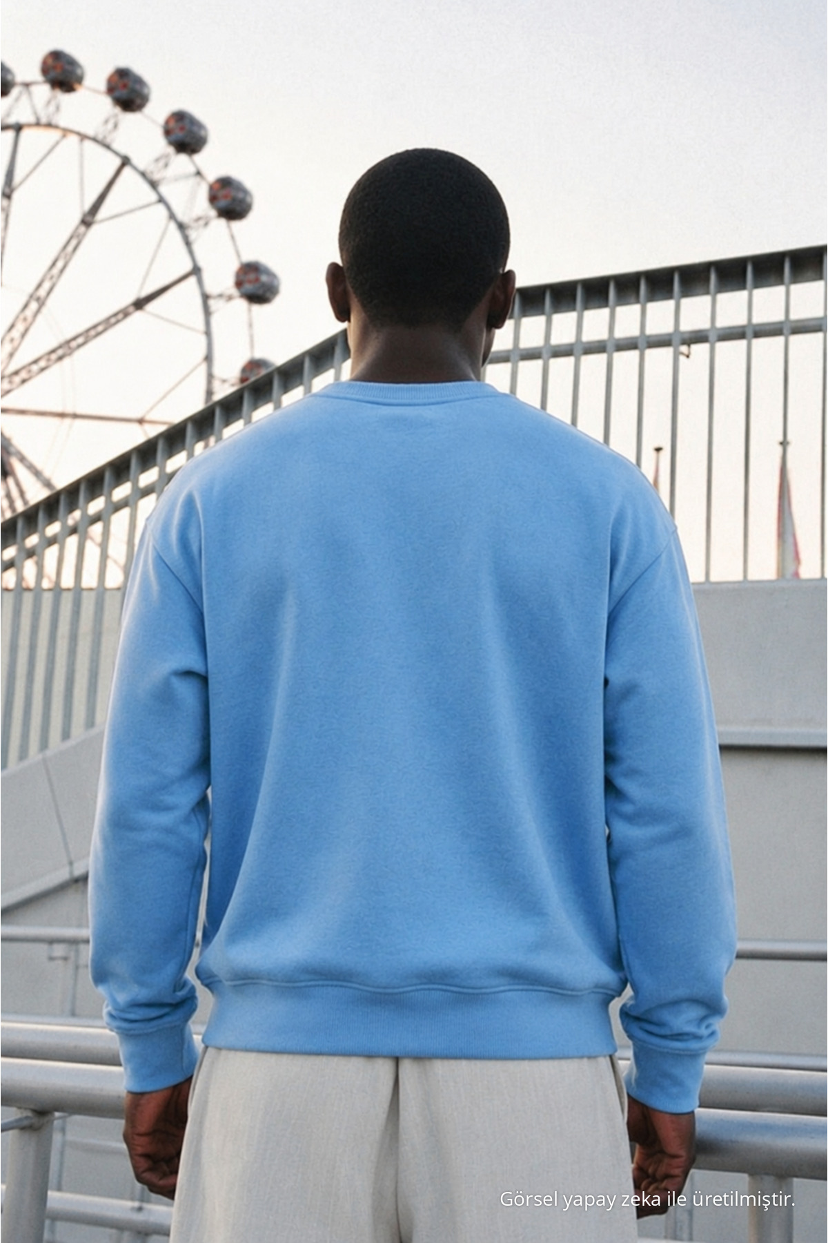 Erkek %100 Pamuk Regular Fit B.Mavi Sweatshirt Bebe Mavi 6