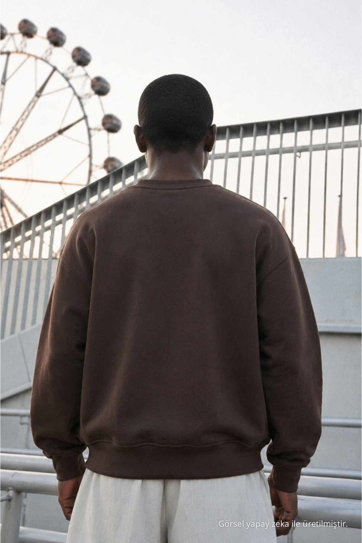 Erkek %100 Pamuk Regular Fit Kahve Sweatshirt 6