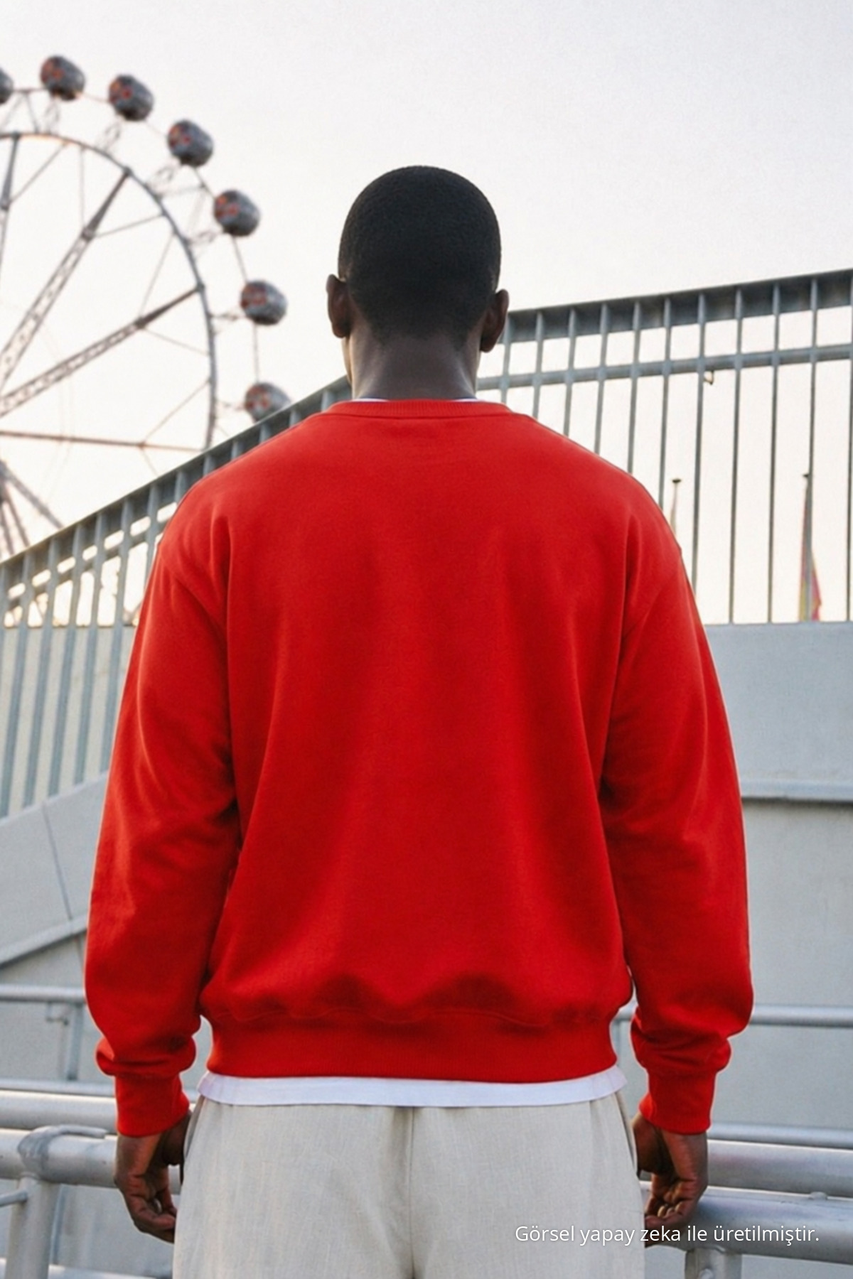Erkek %100 Pamuk Regular Fit Kırmızı Sweatshirt 5
