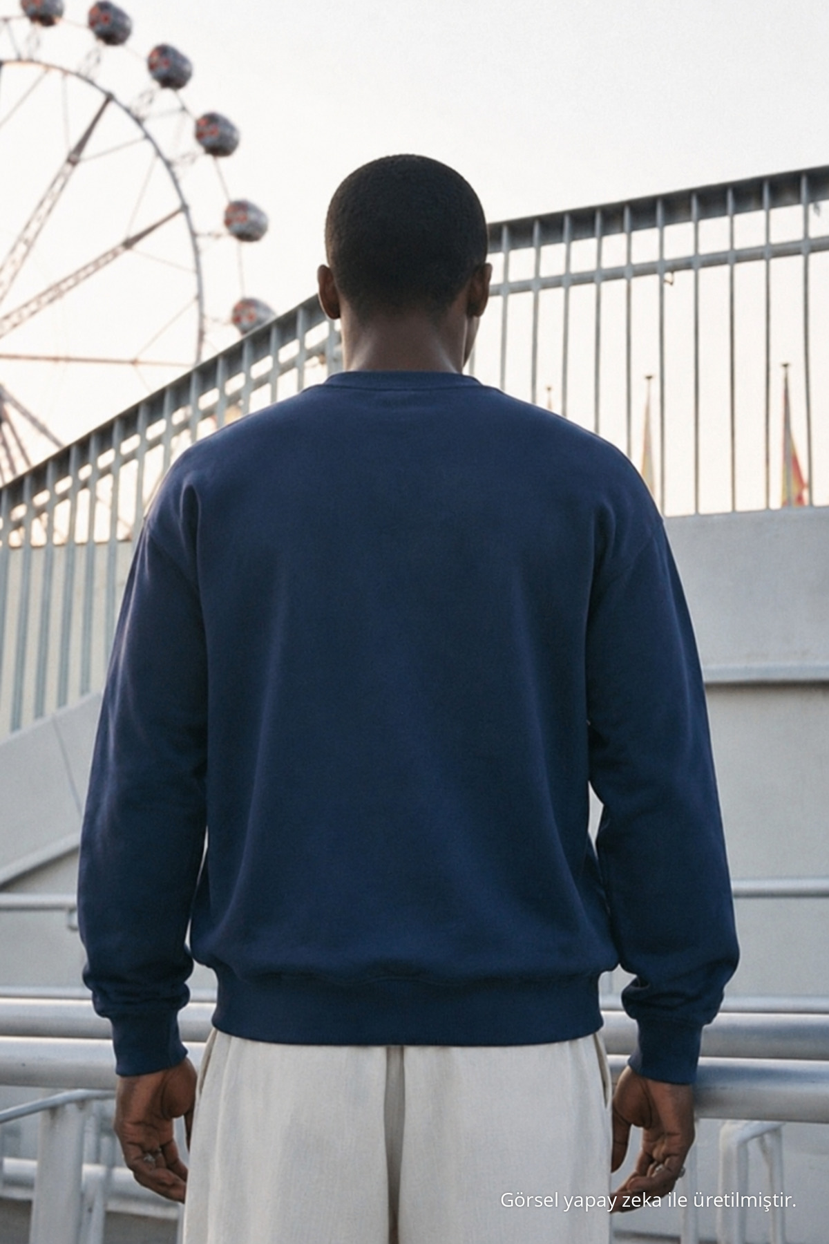 Erkek %100 Pamuk Regular Lacivert Sweatshirt 6