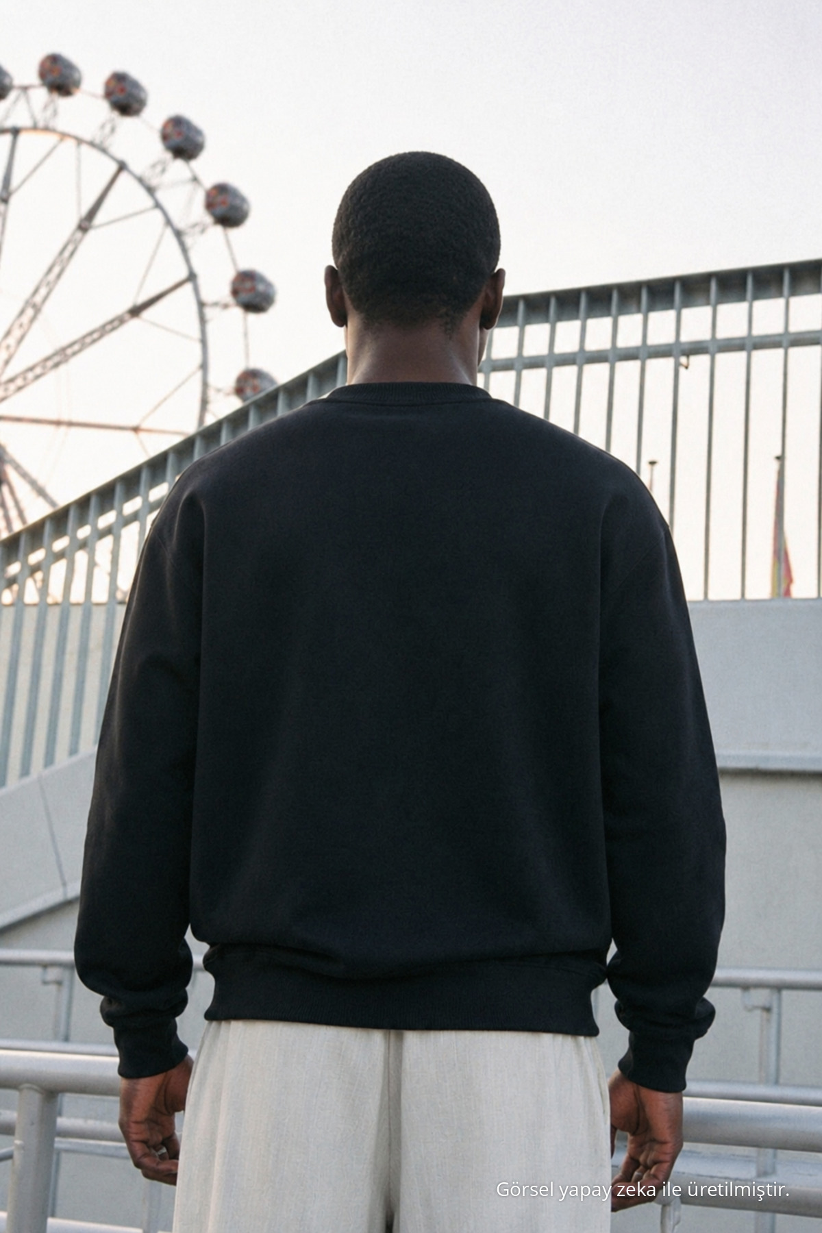 Erkek %100 Pamuk Regular Fit Siyah Sweatshirt 6