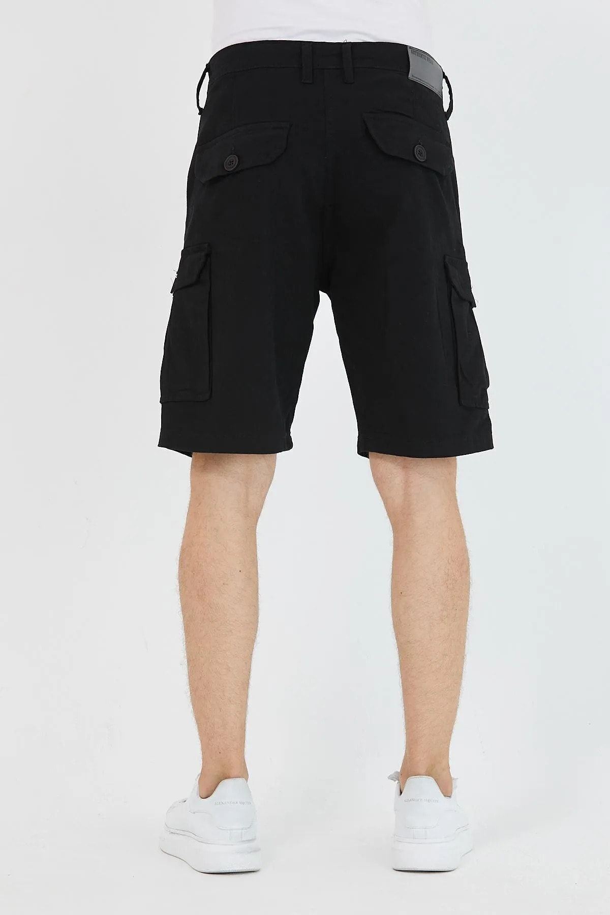 Erkek Slim Fit Kargo Cep Kapri Şort Lacivert 4
