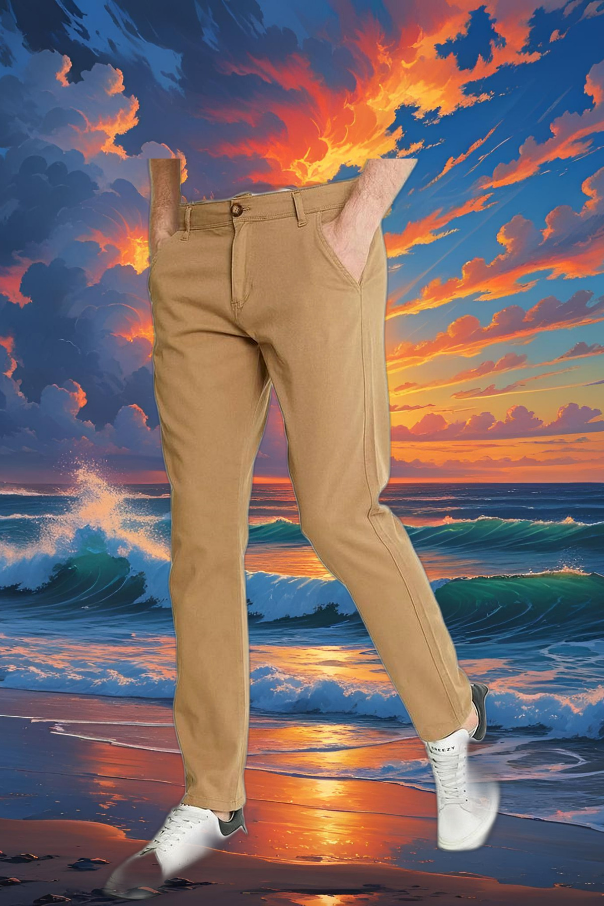 Erkek Rahat Klasik Kesim Günlük Modern Şık Chino Pantolon Camel 5