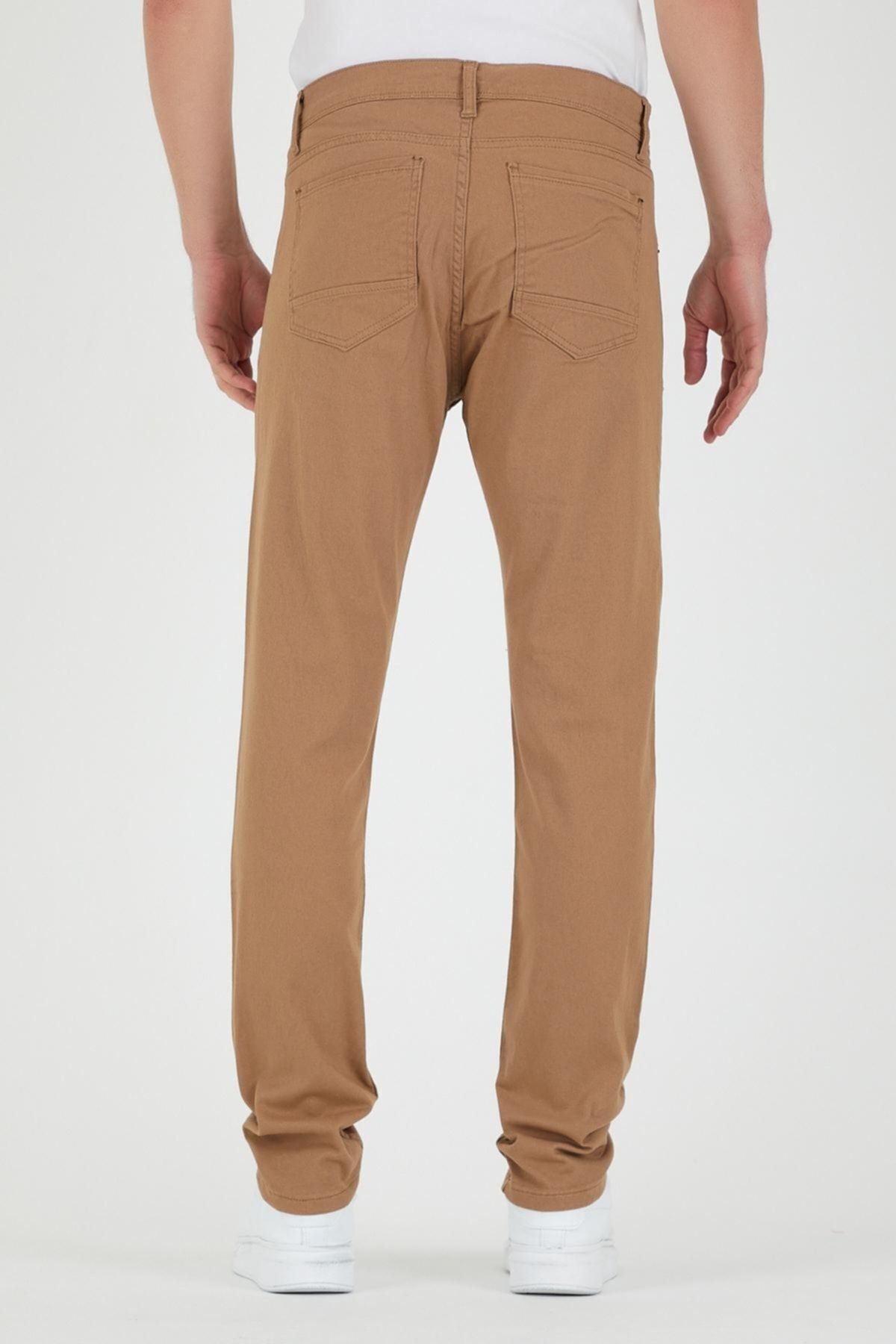 Erkek Slim Fit Likralı Pantolon Camel 4