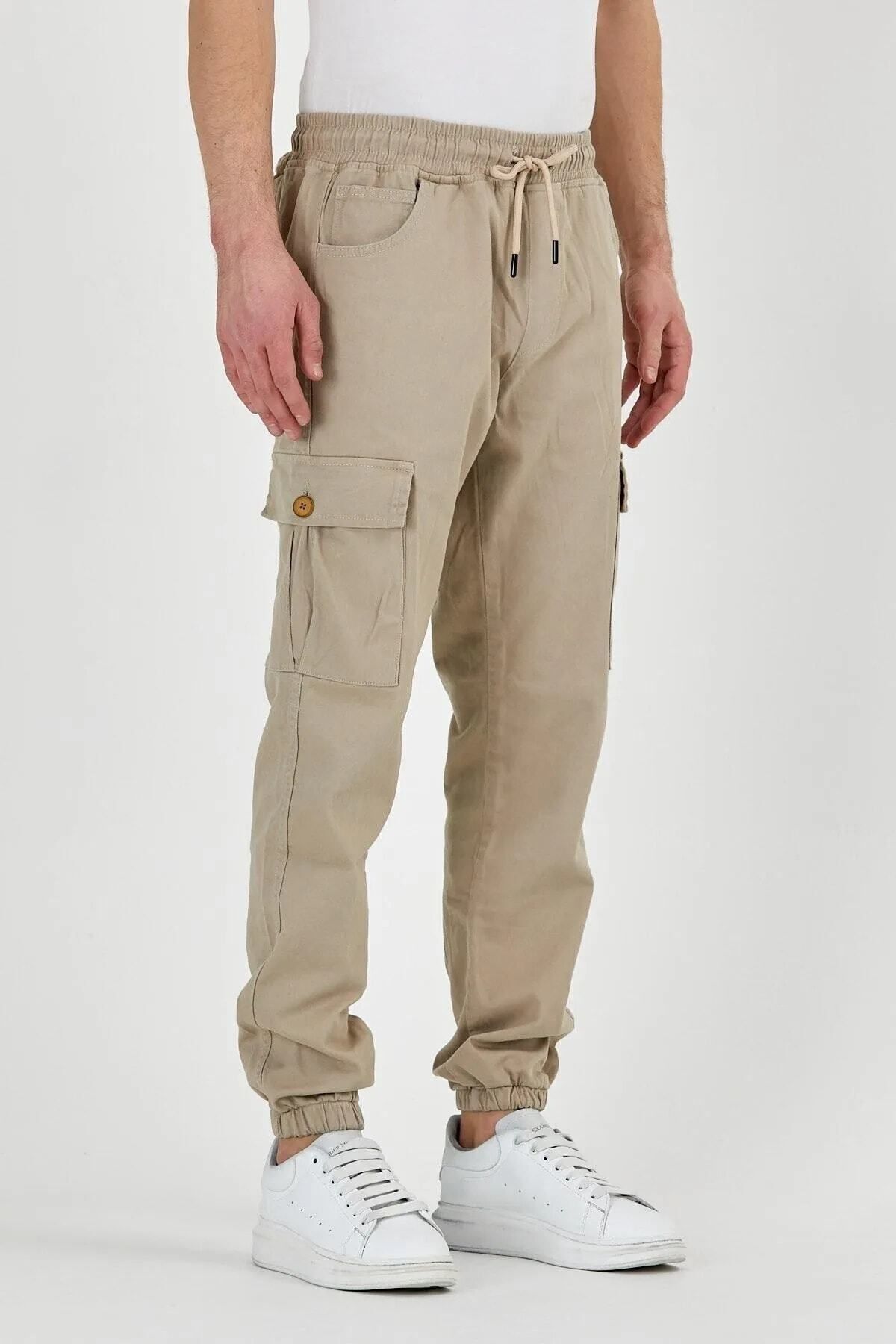 Erkek Lastikli Esnek Kargo Cepli Taş Jogger Pantolon 3