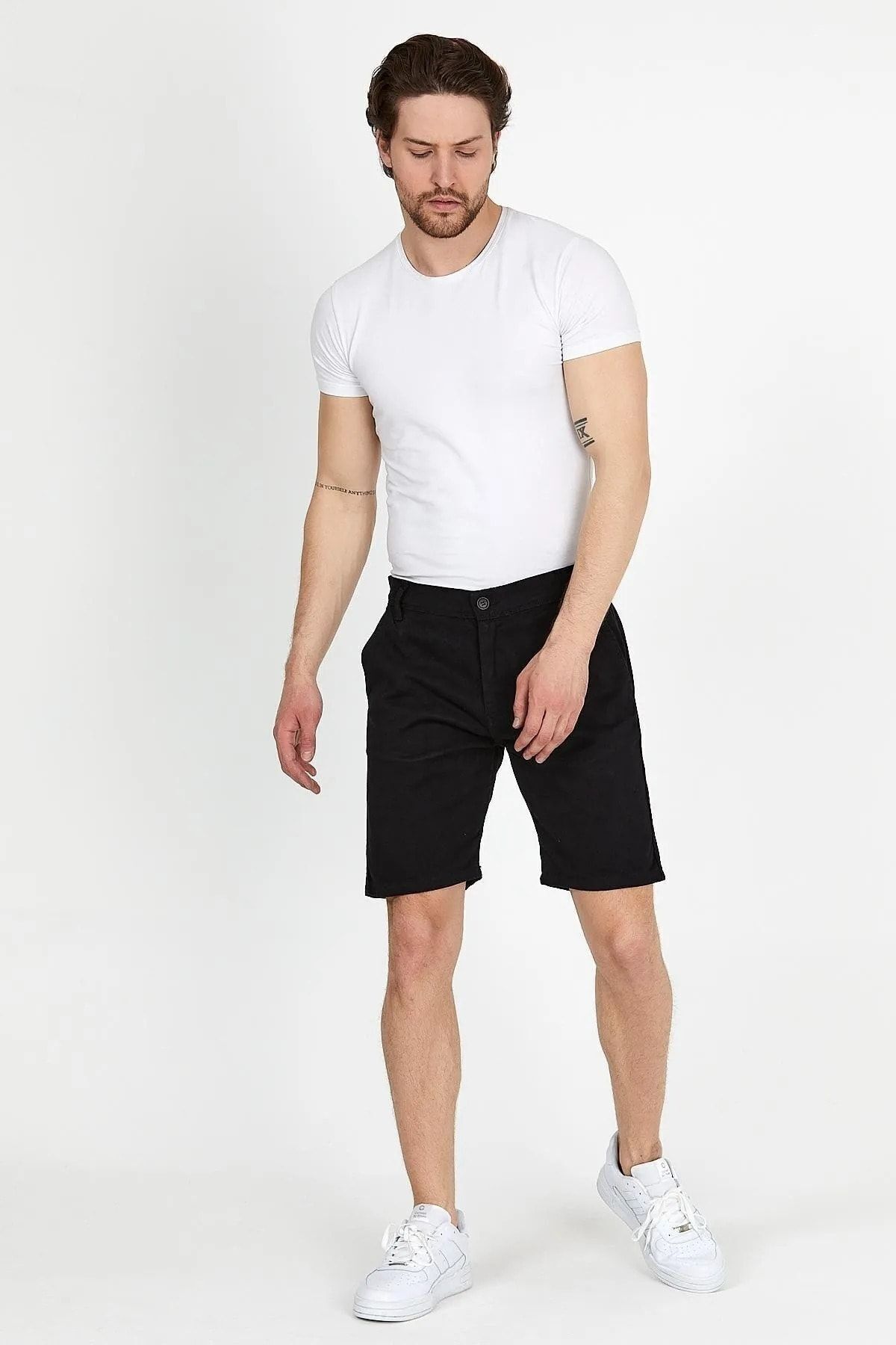 Slim Fit Likralı Şort Siyah 3