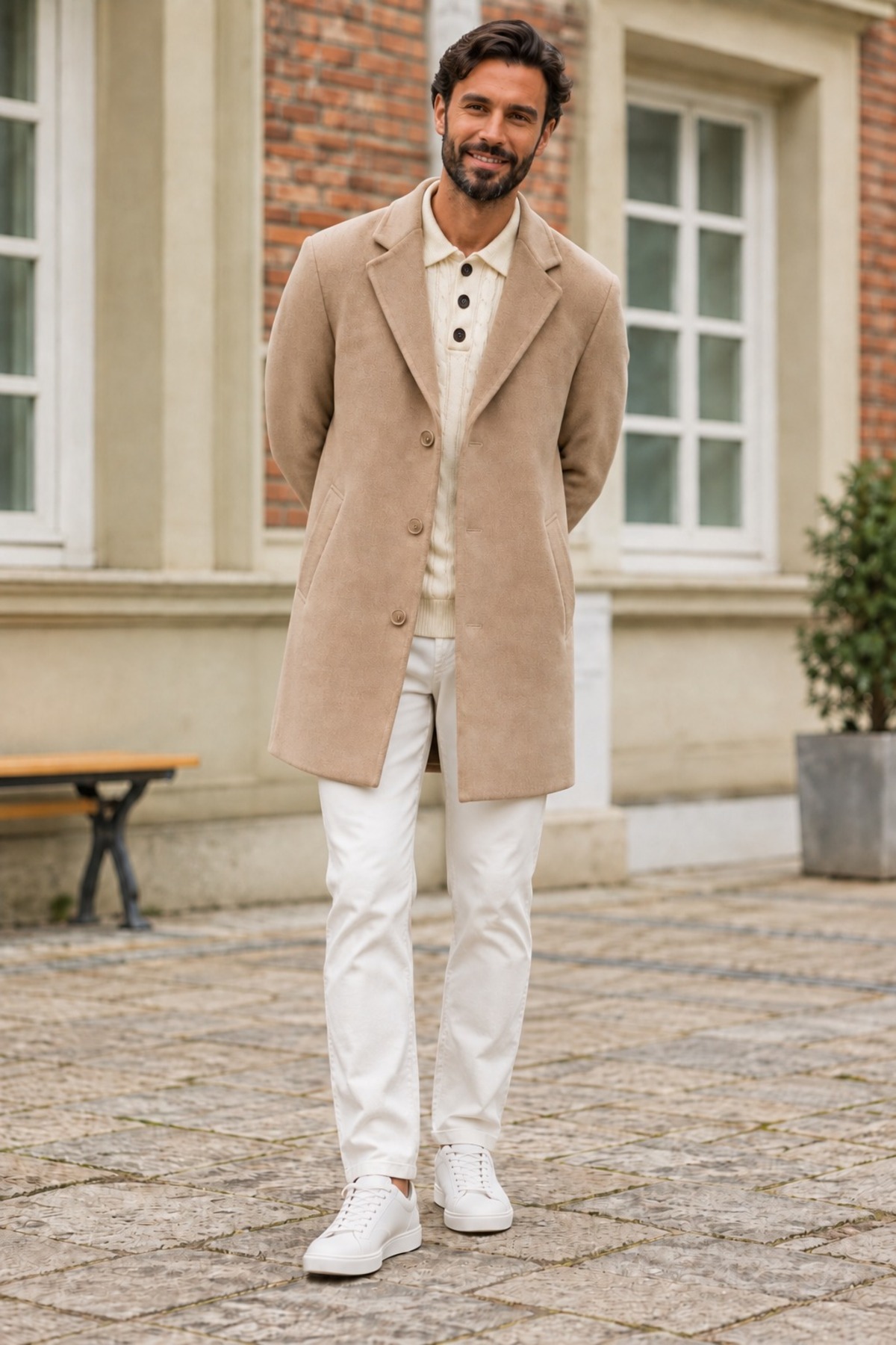 Erkek Kışlık Klasik Kesim Casual Camel Kaban 3