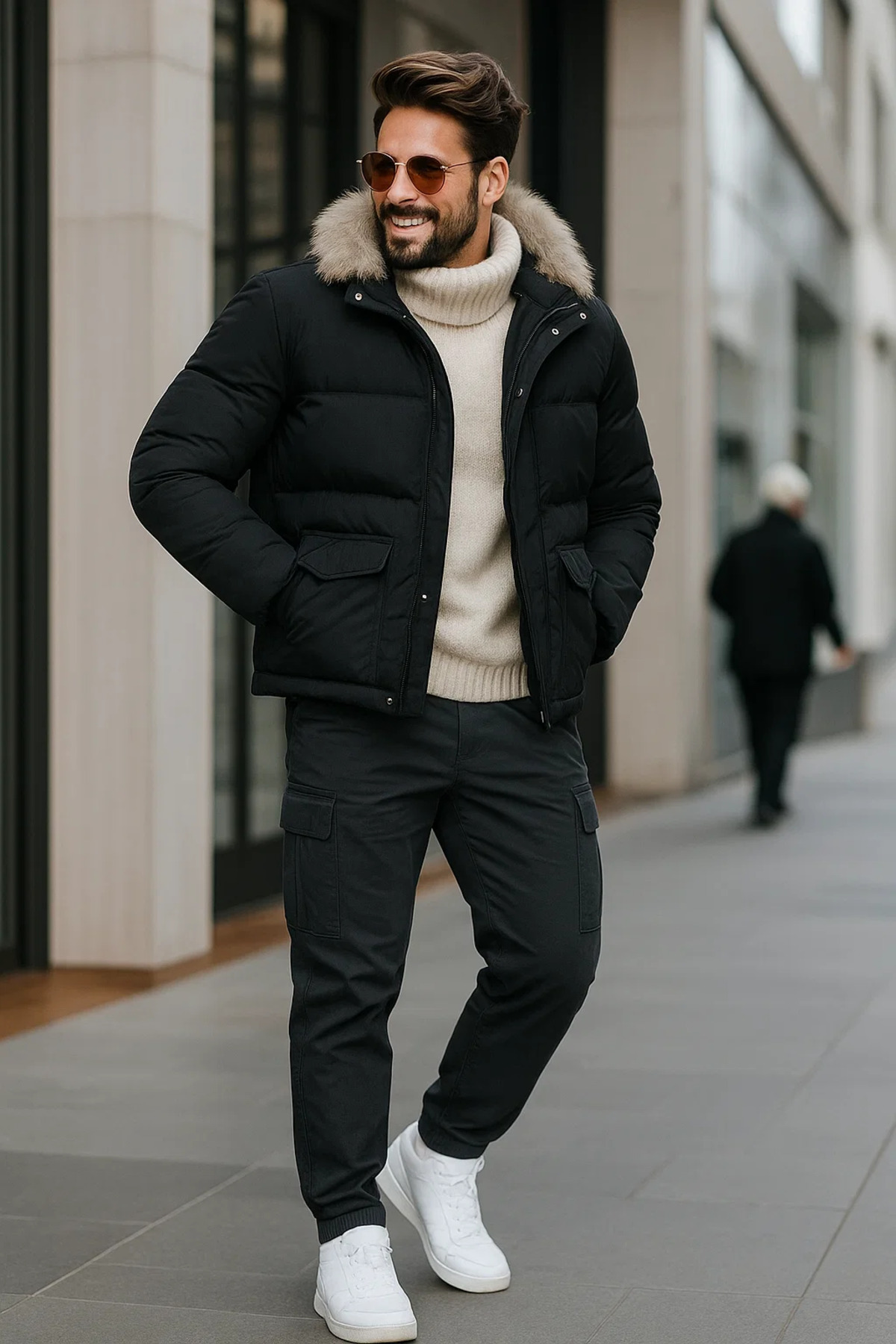 Erkek Bol Paça Kargo Cepli Füme Baggy Pantolon 3