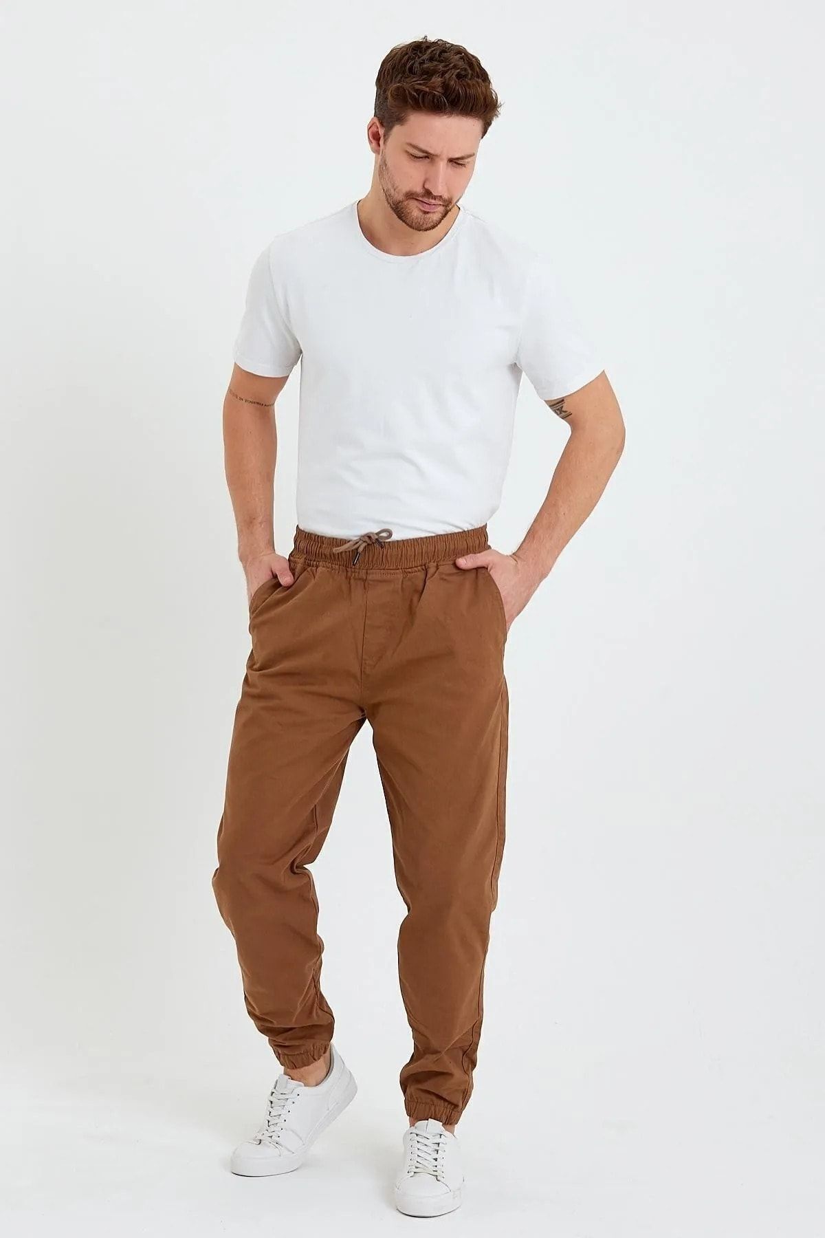 Erkek Paçası Lastikli Jogger Camel 4
