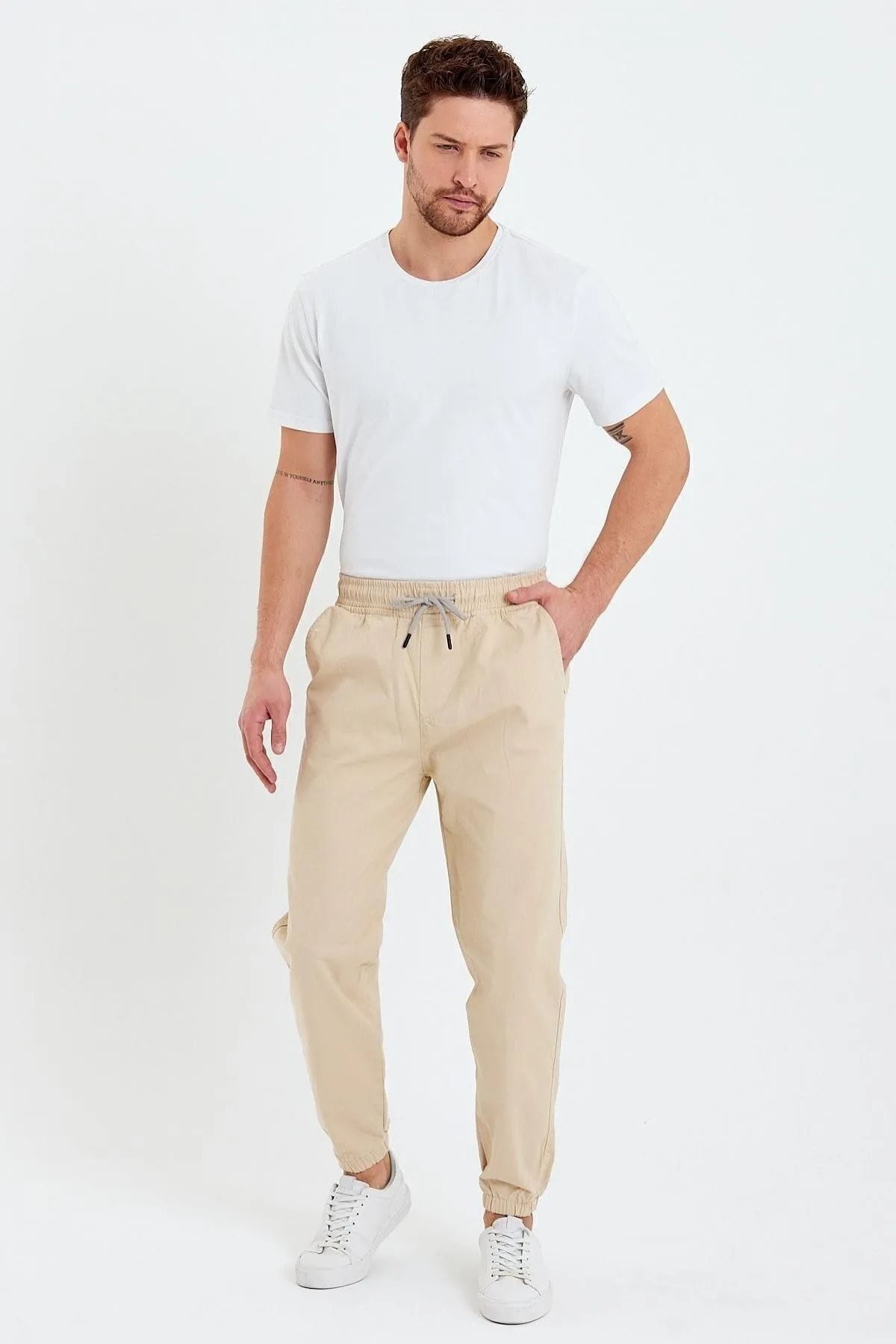 Erkek Paçası Lastikli Jogger Taş 4