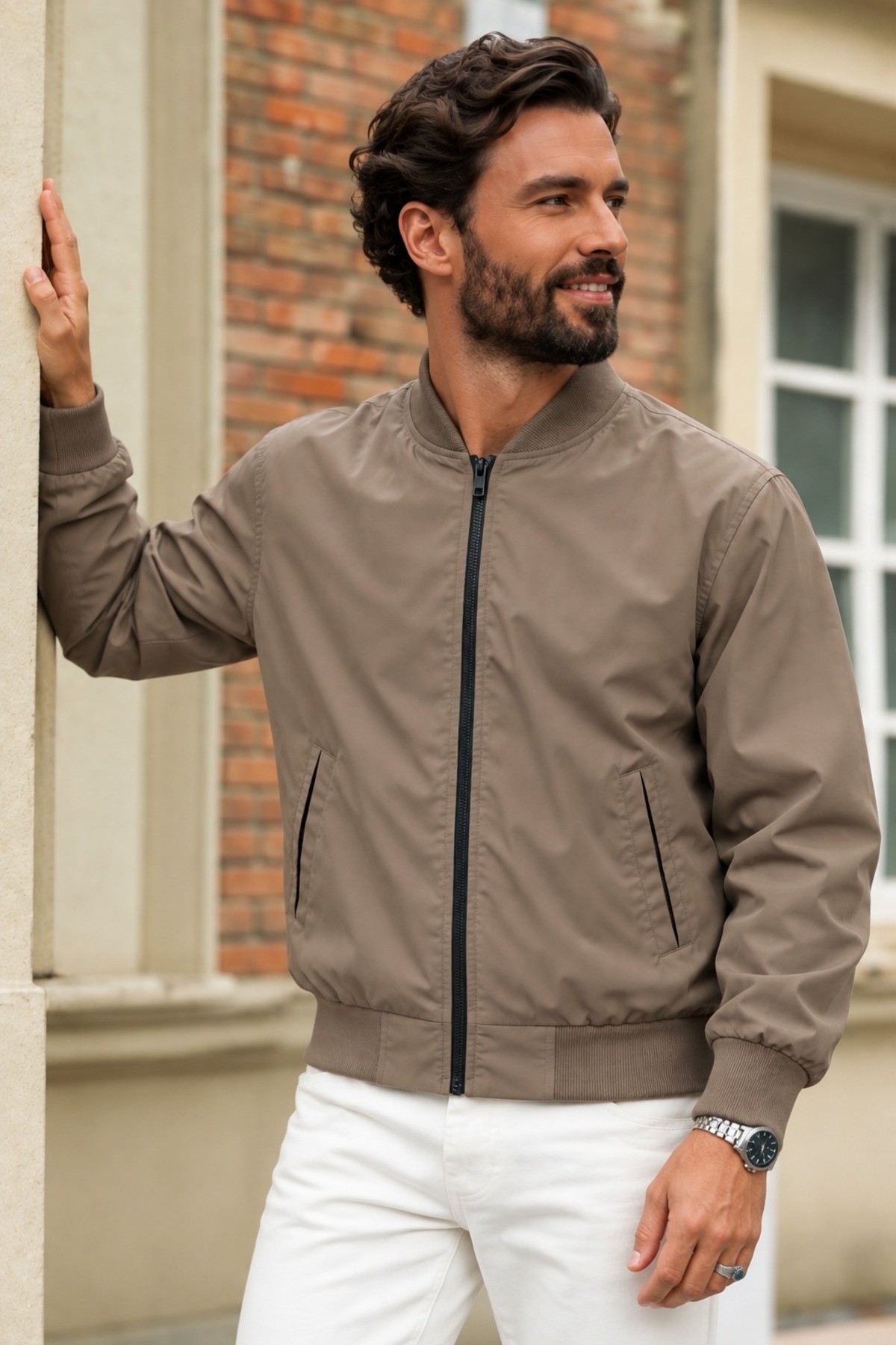 Erkek Mevsimlik Casual Camel Yağmurluk 5