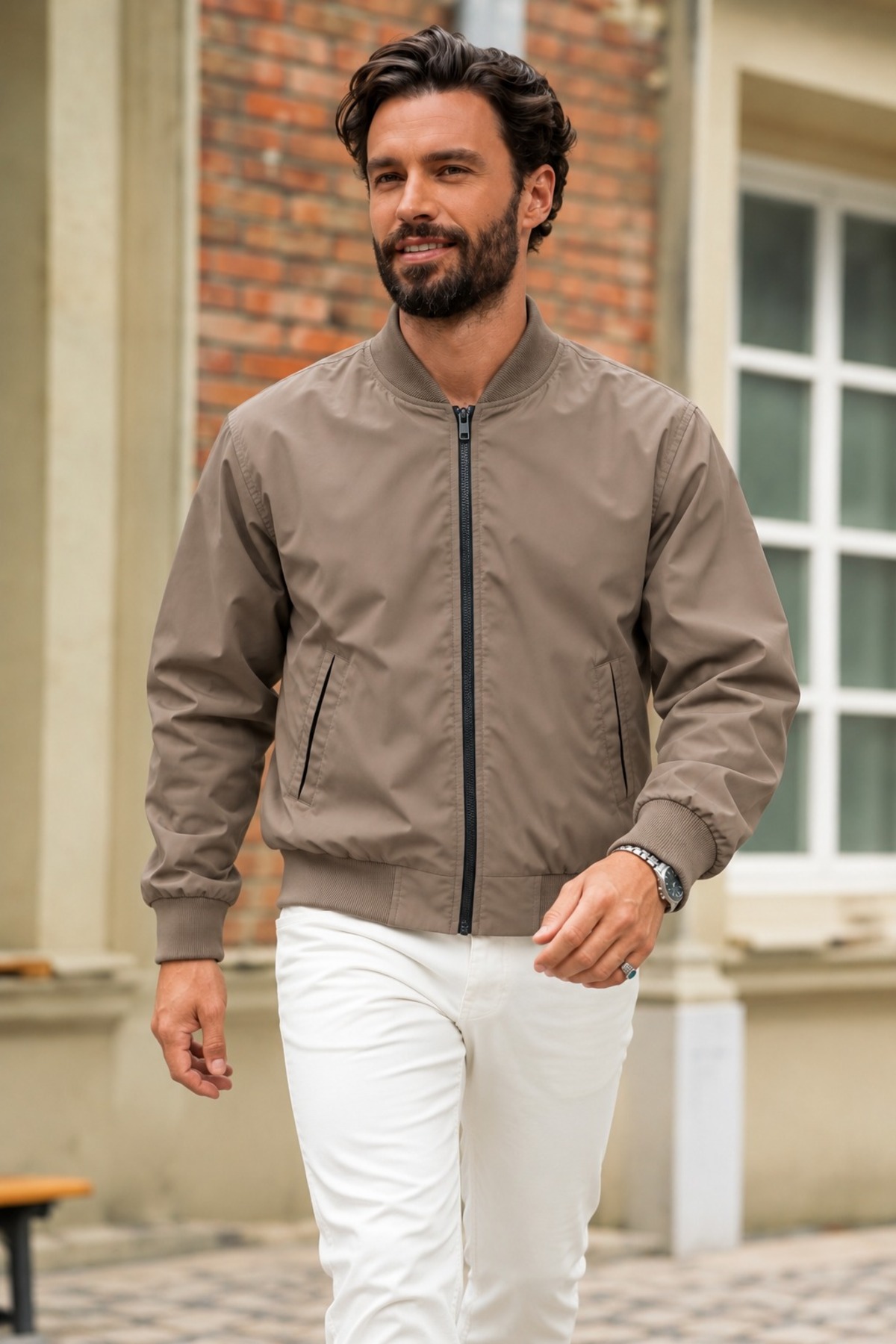 Erkek Mevsimlik Casual Camel Yağmurluk 4