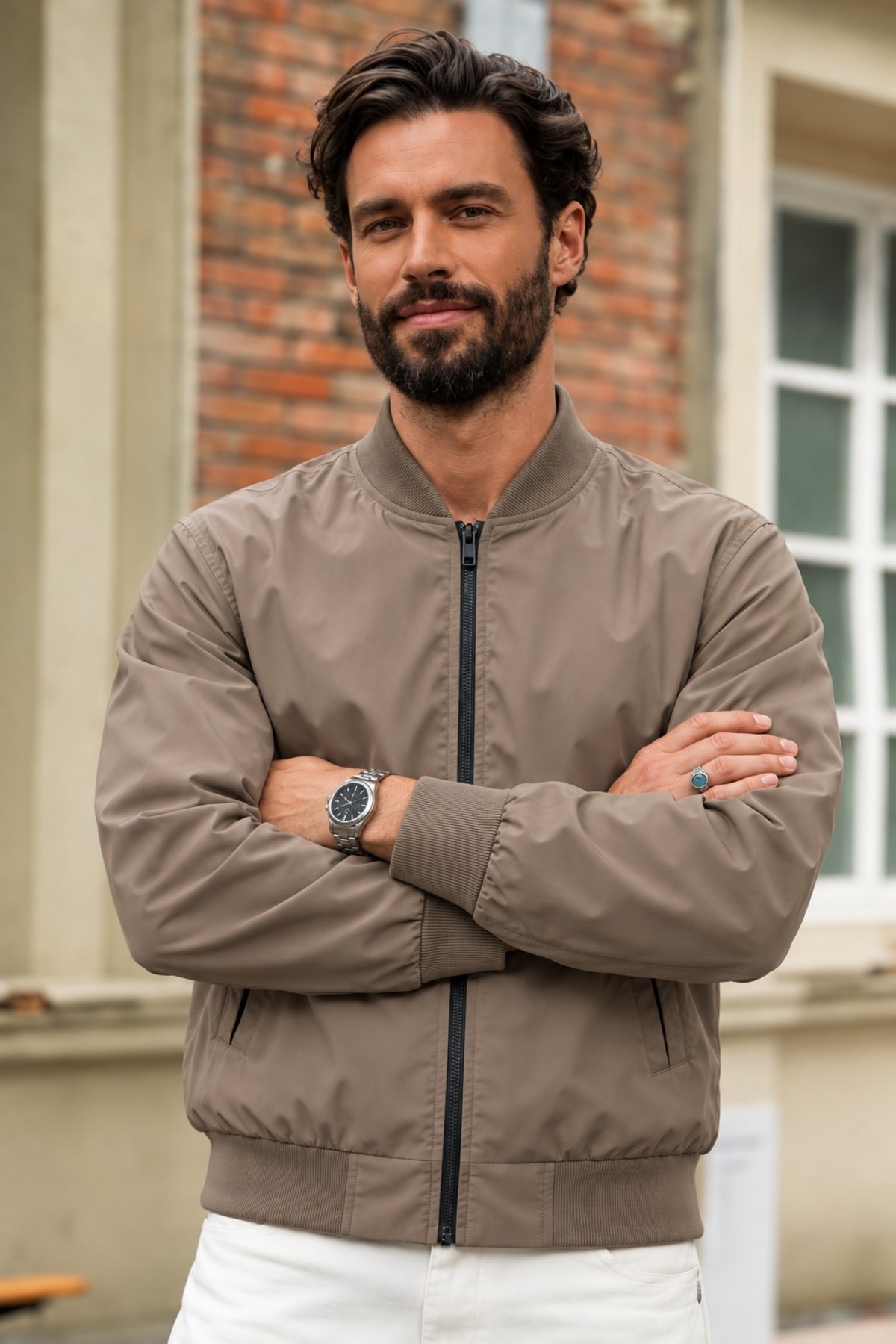 Erkek Mevsimlik Casual Camel Yağmurluk 6