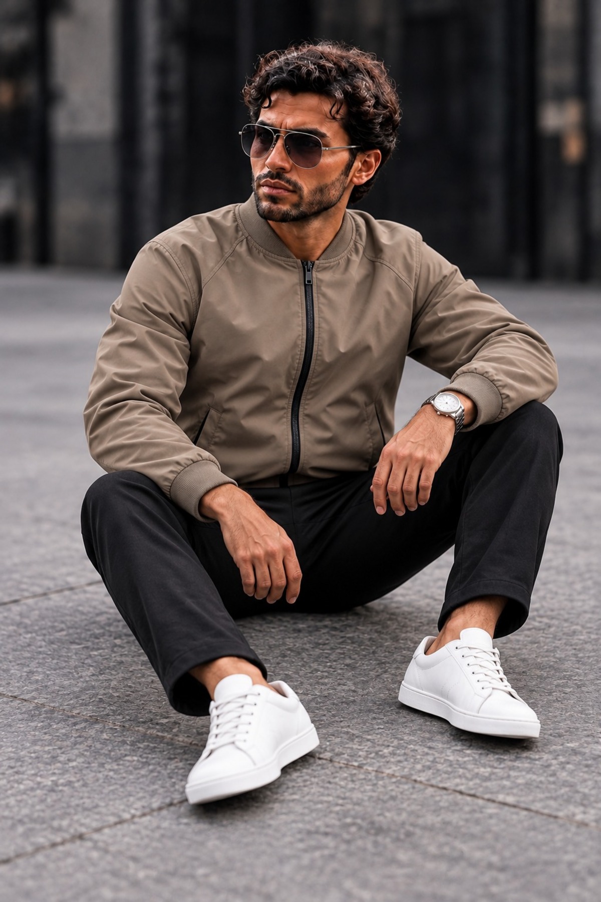Erkek Mevsimlik Fermuarlı Casual Camel Yağmurluk 6