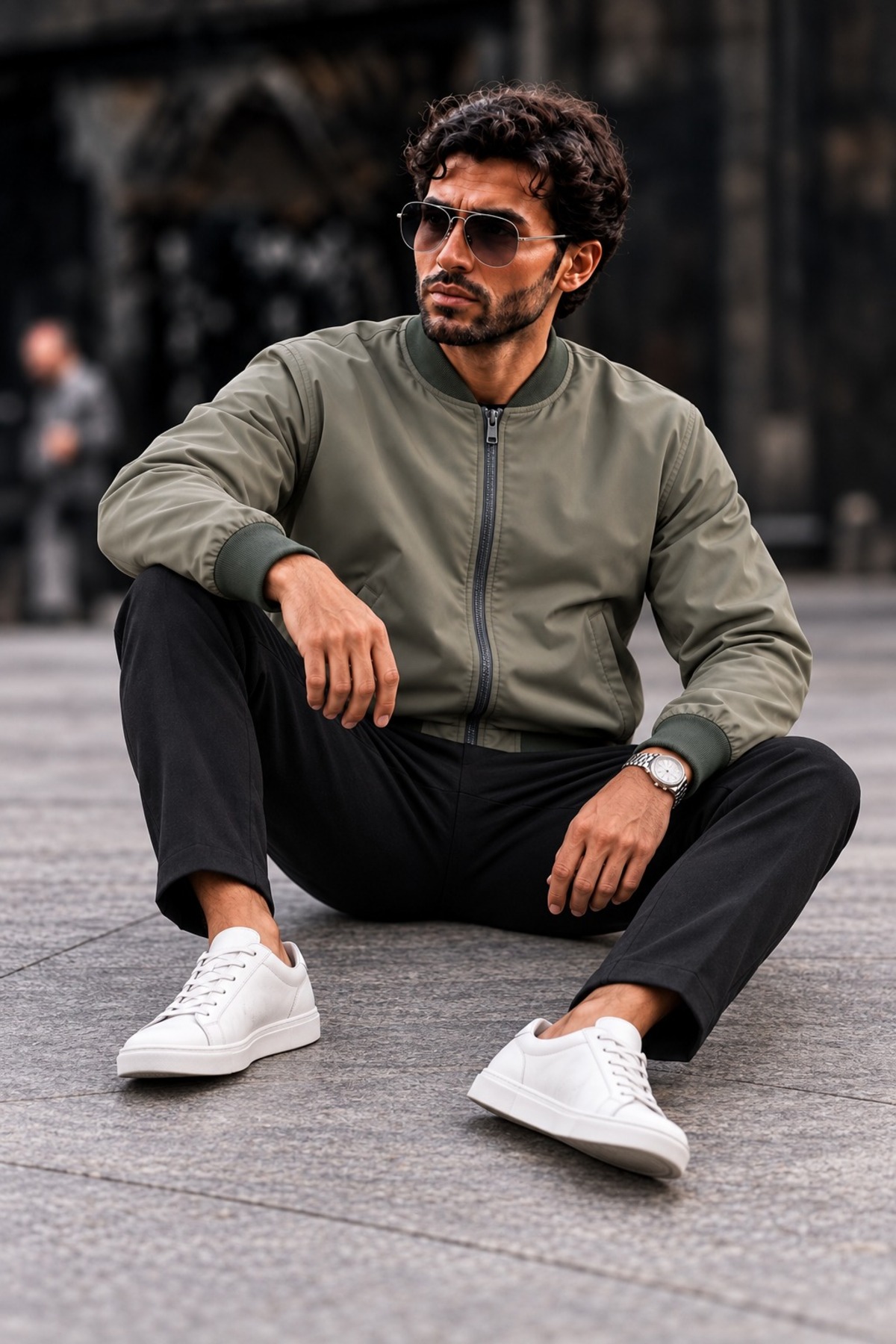 Erkek Mevsimlik Fermuarlı Casual Haki Yağmurluk 6
