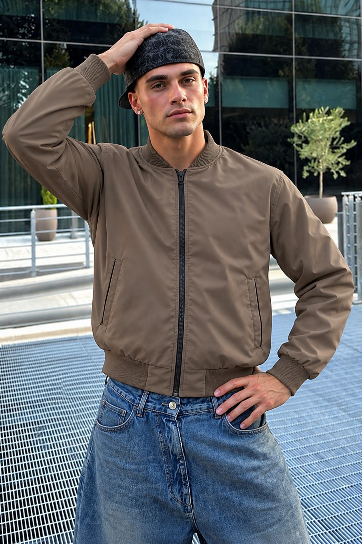 Erkek Fermuarlı Premium Camel Yağmurluk 6