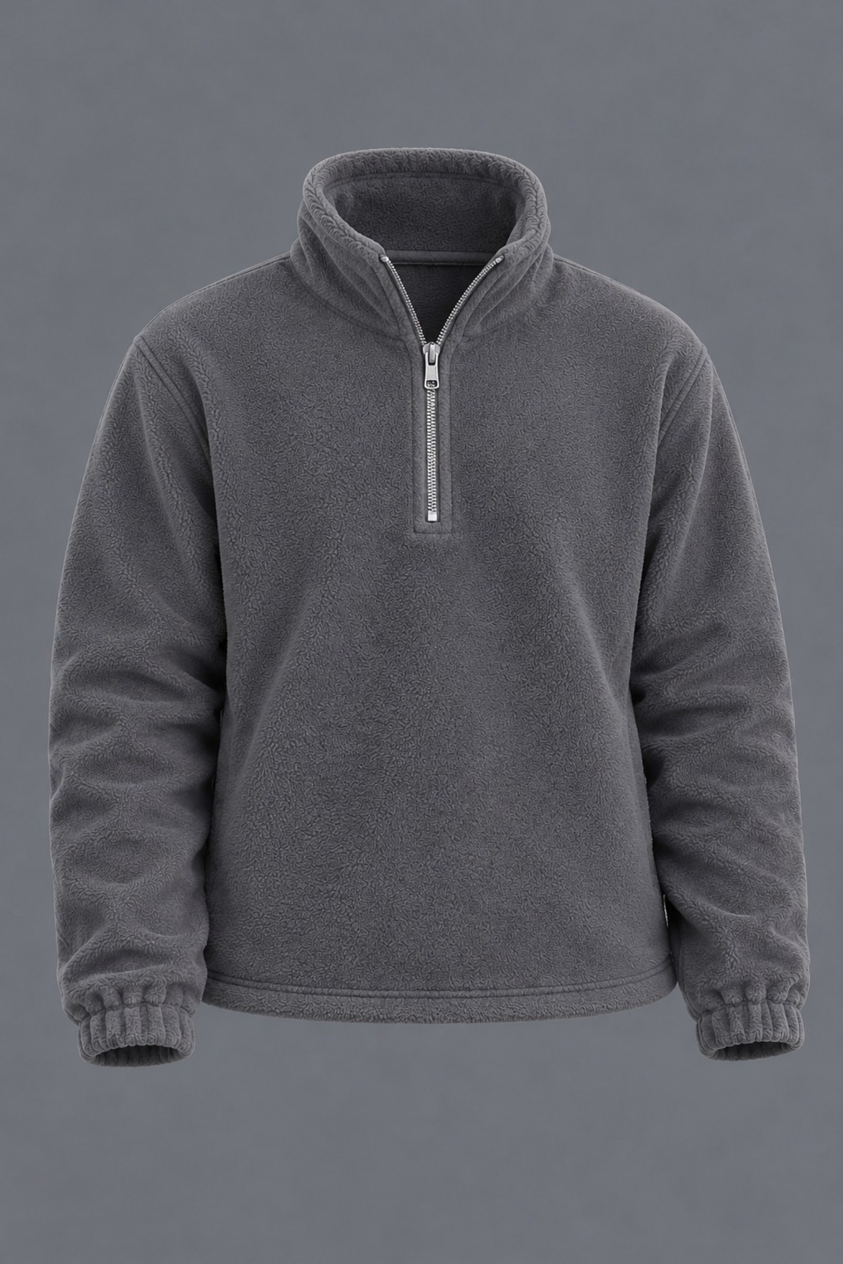 Erkek Dik Yaka Yarım Fermuarlı Kışlık Füme Polar Sweatshirt 5