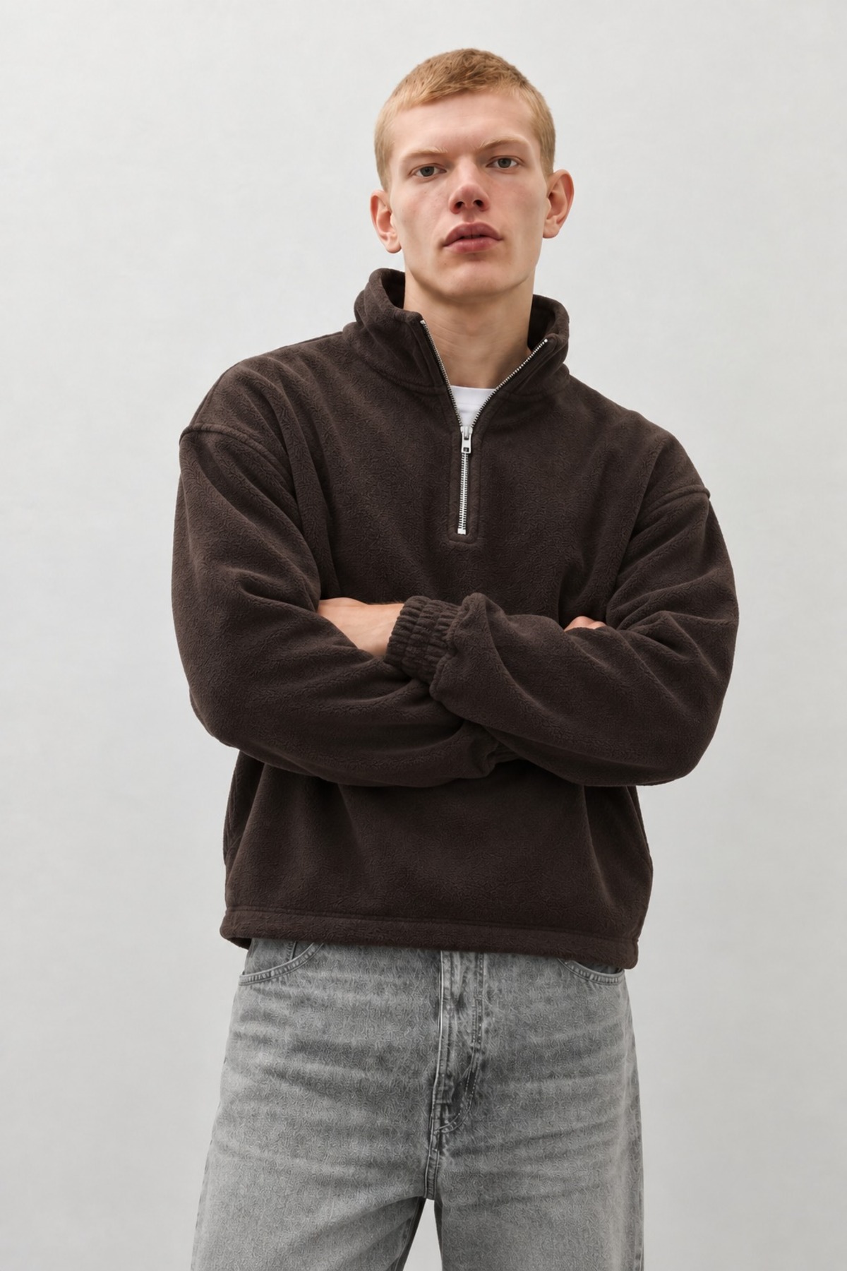 Erkek Yarım Fermuarlı Modern K.Kahve Polar 6