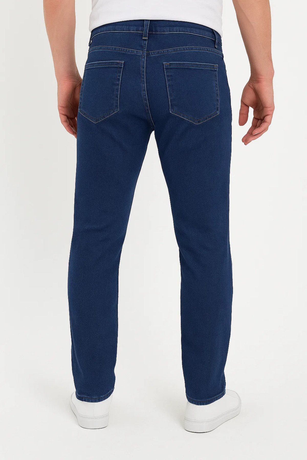 Erkek Bol Paça Basic Esnek Mavi Kot Pantolon 6