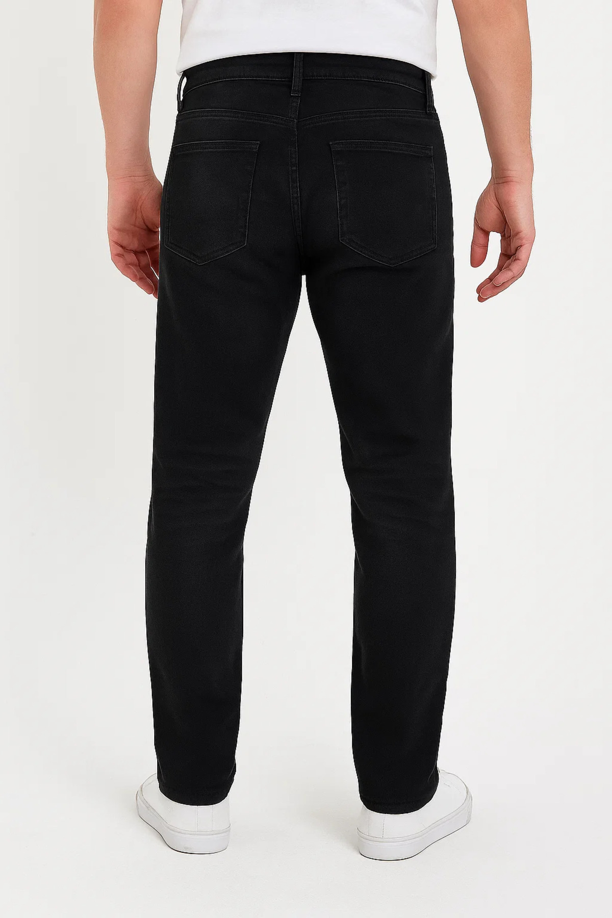 Erkek Bol Paça Basic Esnek Siyah Kot Pantolon 3