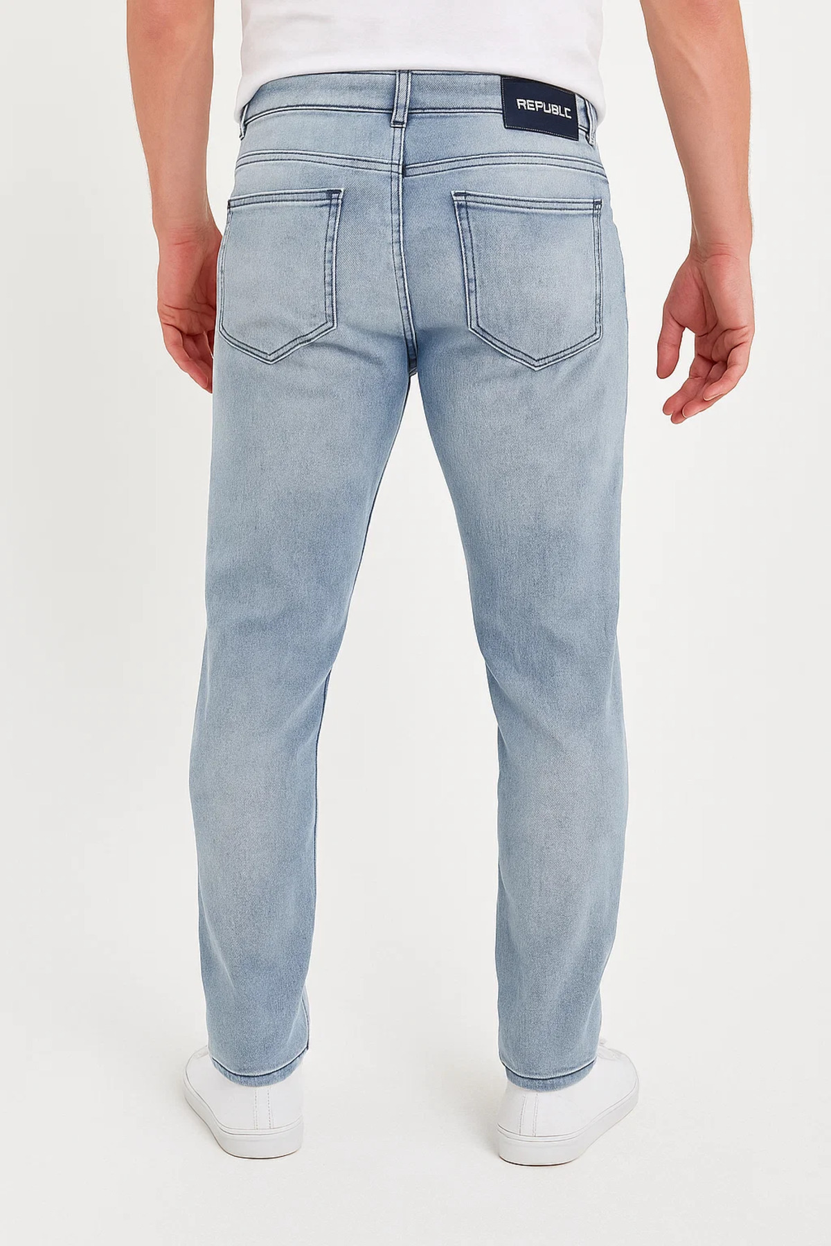 Erkek Bol Paça Basic Esnek Mavi Kot Pantolon 3