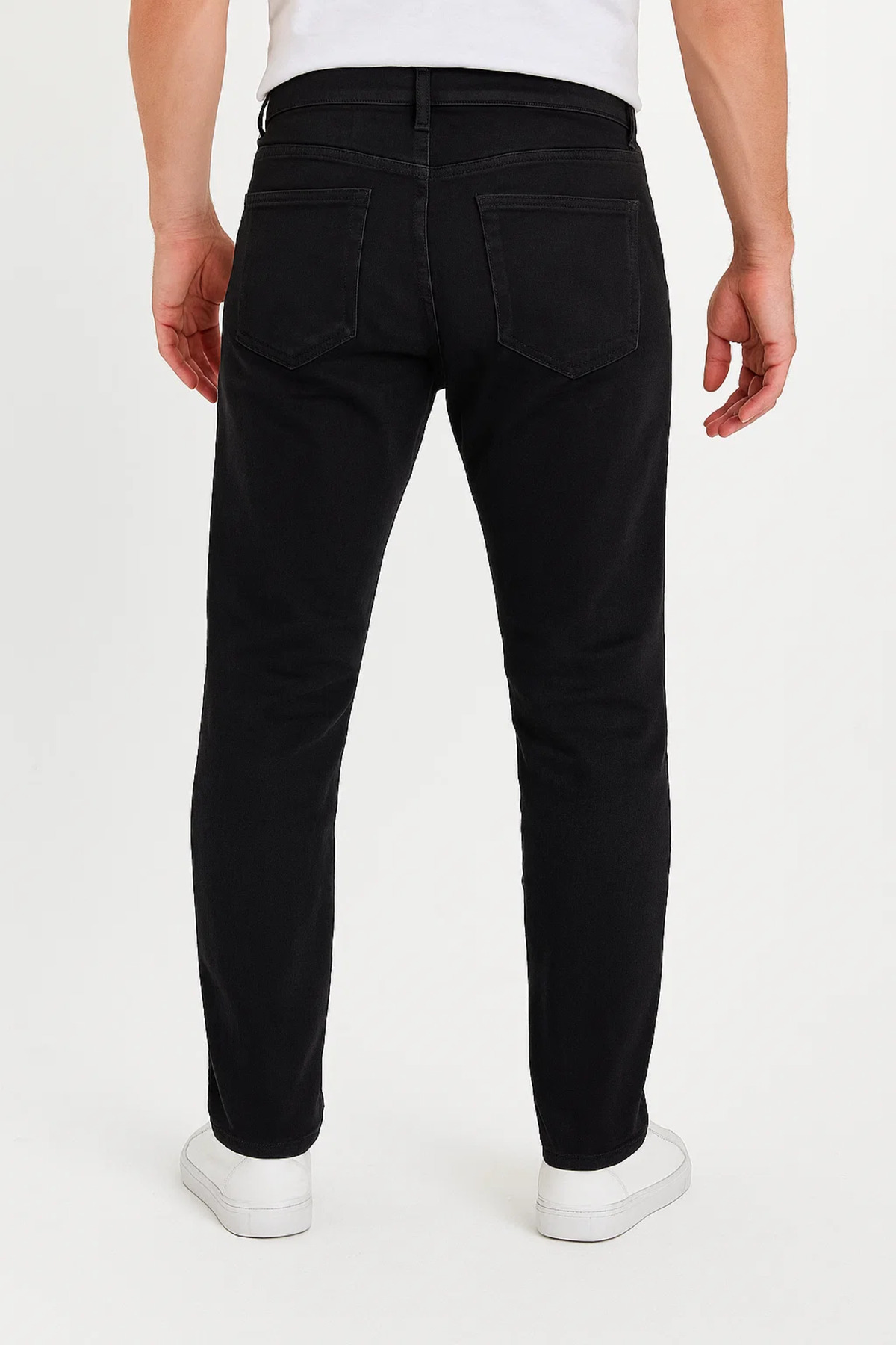 Erkek Bol Paça Basic Esnek Siyah Kot Pantolon 6