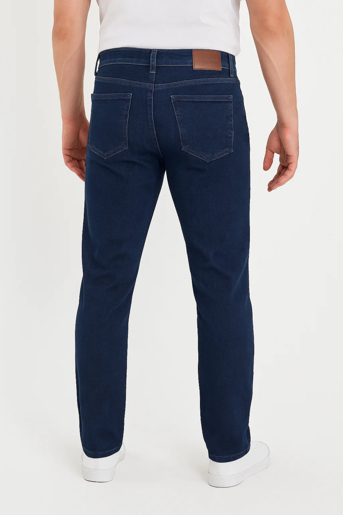 Erkek Bol Paça Basic Esnek Lacivert Kot Pantolon 3