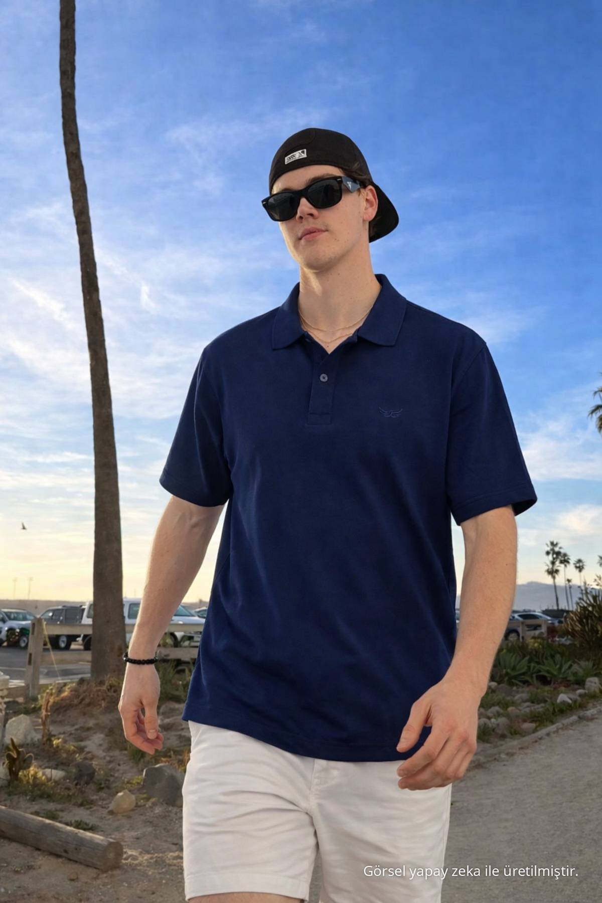 Erkek Pamuklu Trend Lacivert Polo Yaka T Shirt 3