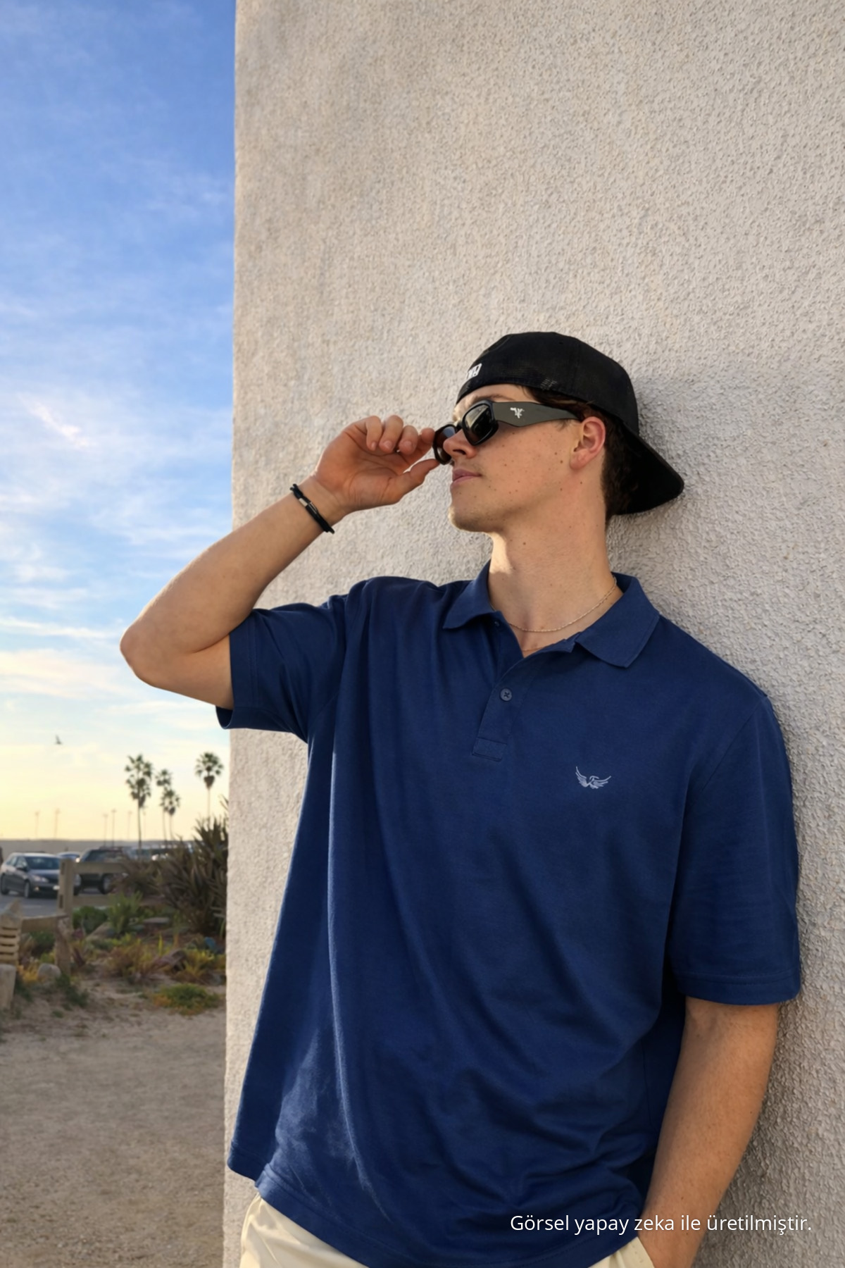 Erkek Pamuklu Trend Mavi Polo Yaka T Shirt 3