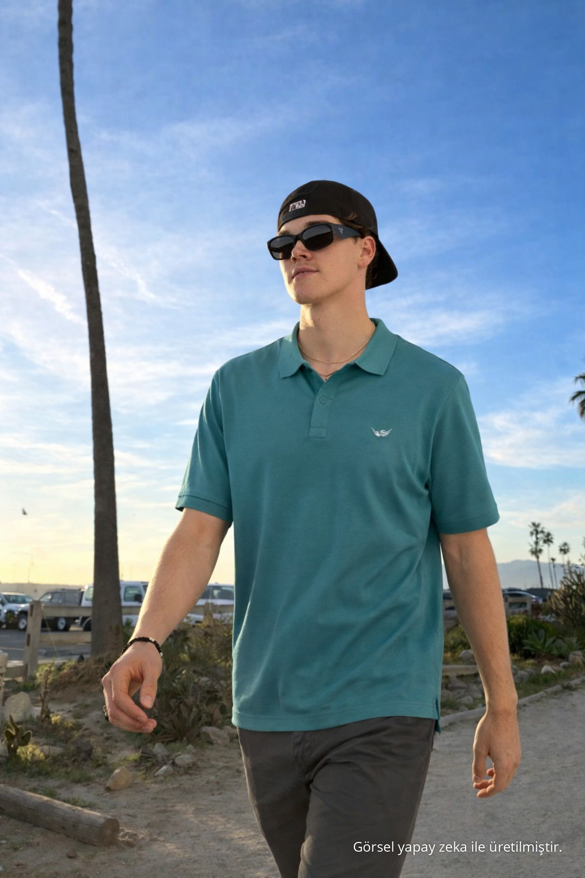 Erkek Pamuklu Trend Mint Polo Yaka T Shirt 3
