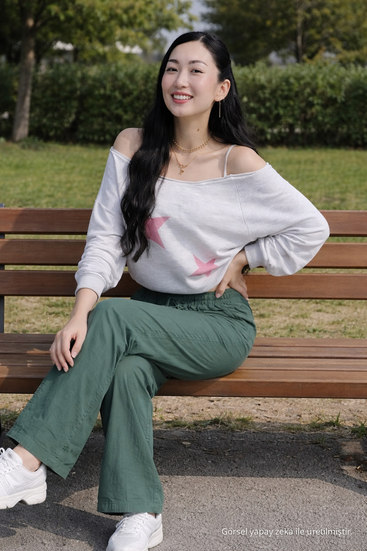 Kadın Beli Lastikli Bol Paça Koyu Keten Pantolon 5