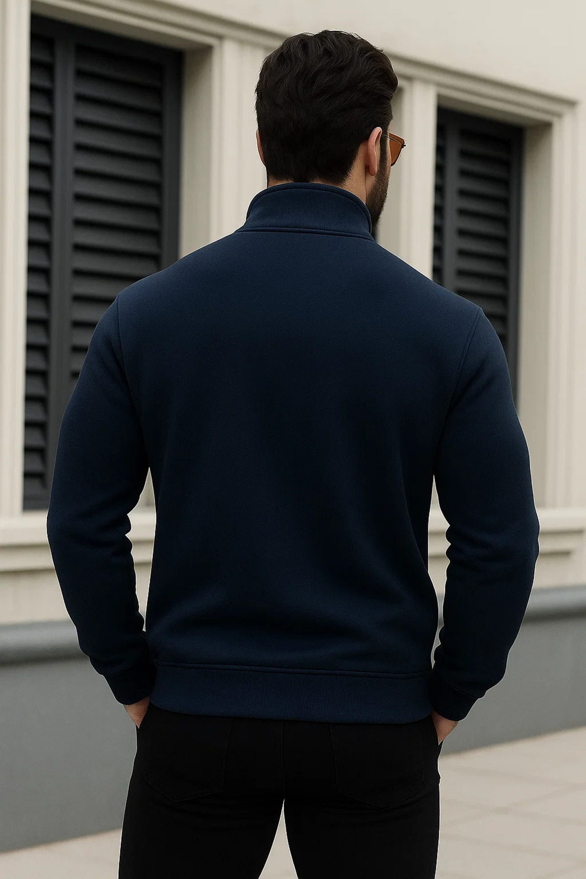 Erkek Trend Kışlık Lacivert Fermuarlı Sweatshirt 6