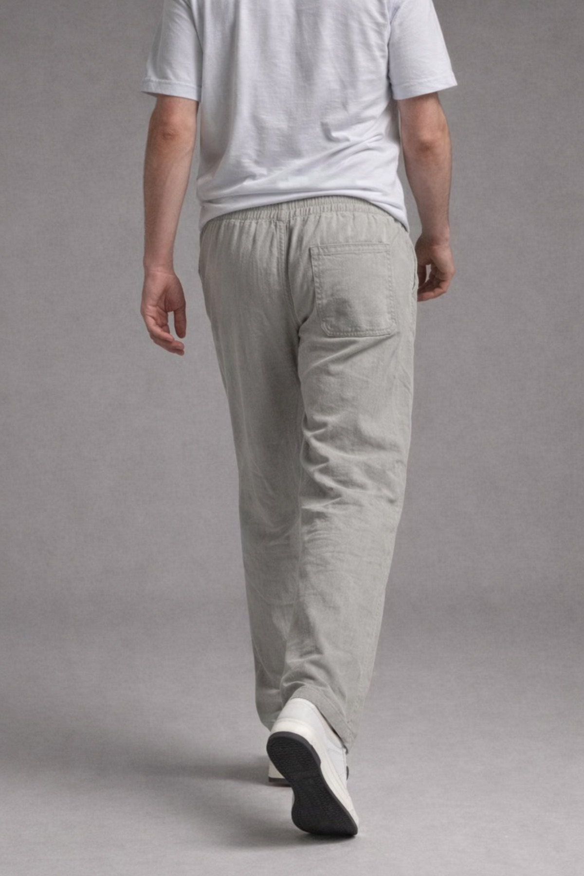 Erkek Beli Lastikli Bol Paça K.Haki Keten Pantolon 6